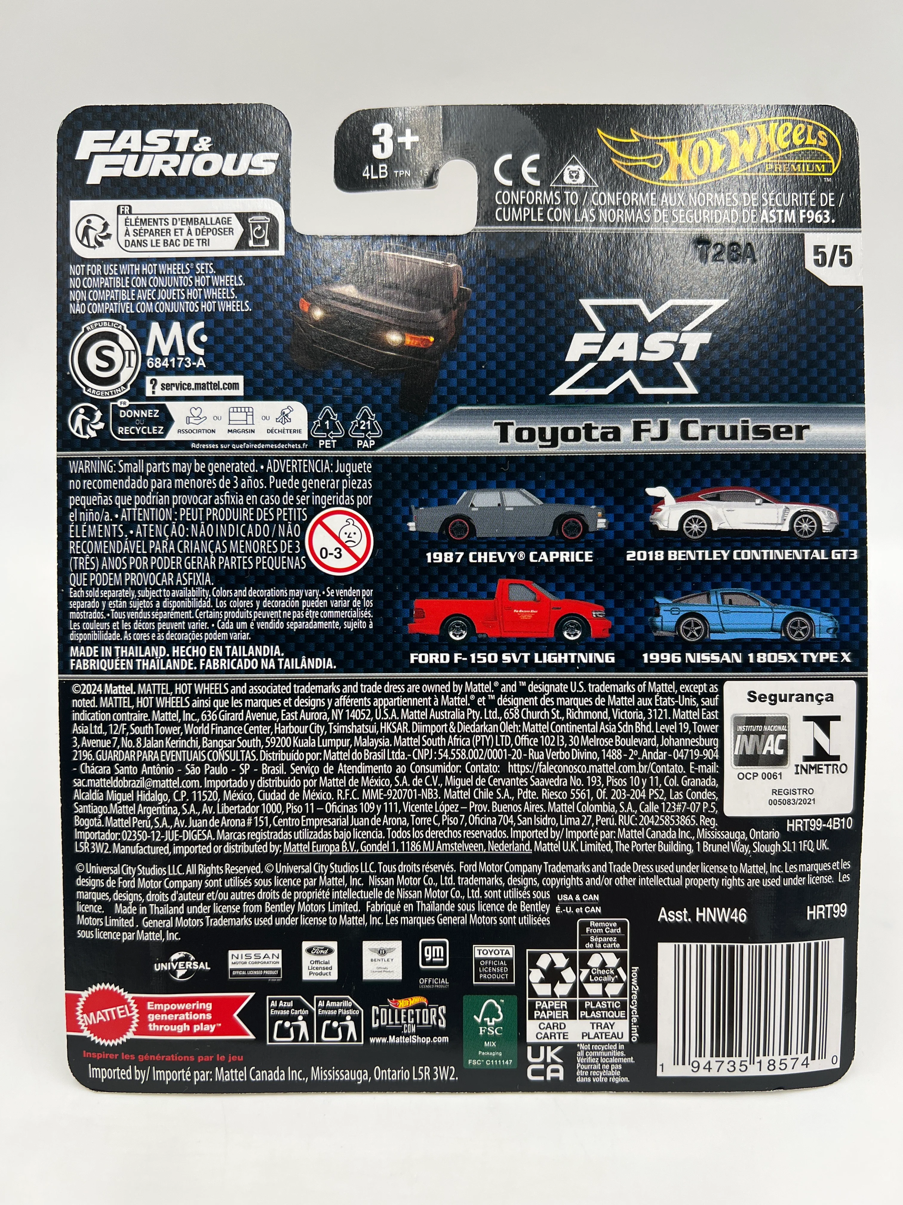 Hot Wheels Premium Fast & Furious #5 Toyota FJ Cruiser Black 251F - Image 6