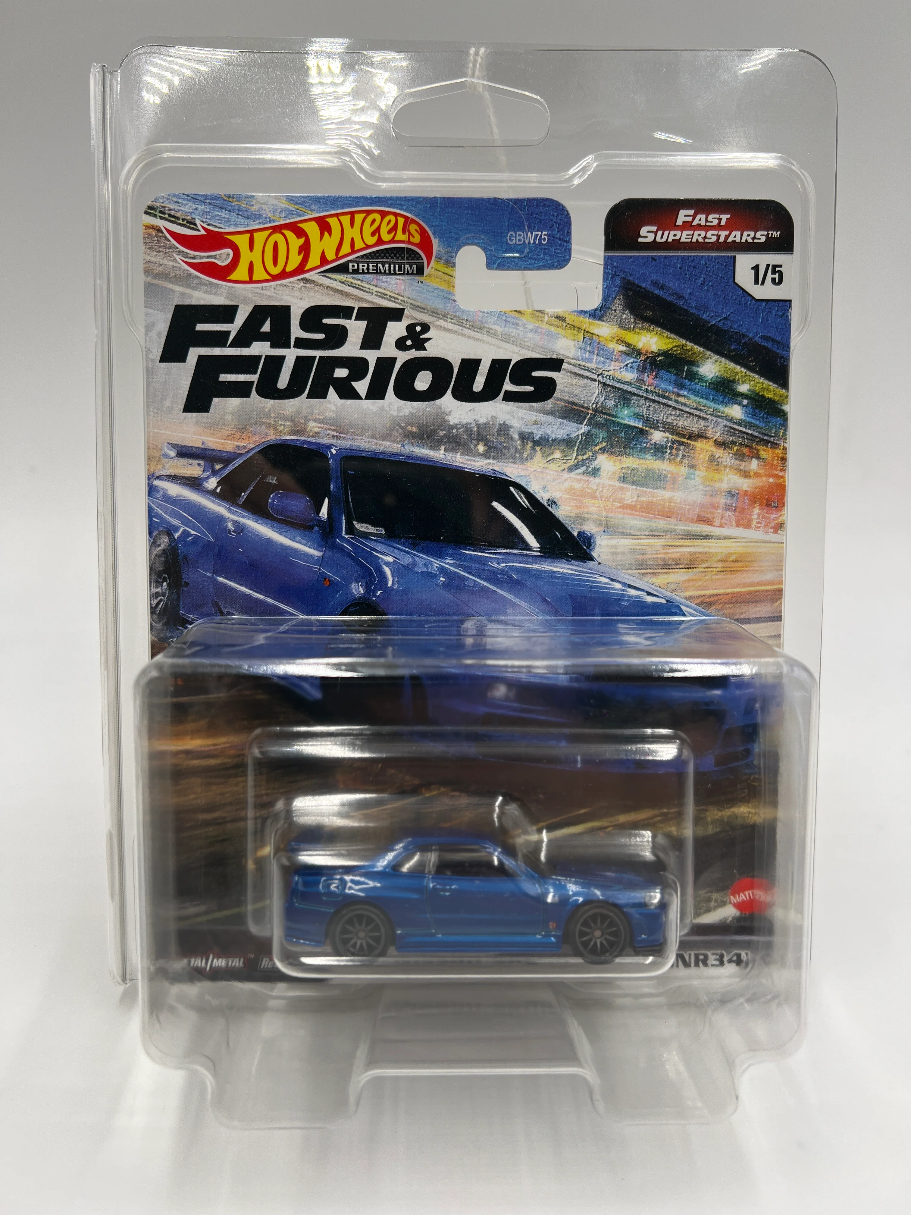 Hot Wheels Premium Fast & Furious Fast Superstars #1 Nissan Skyline GTR BNR34 Blue W/Protector - Image 7