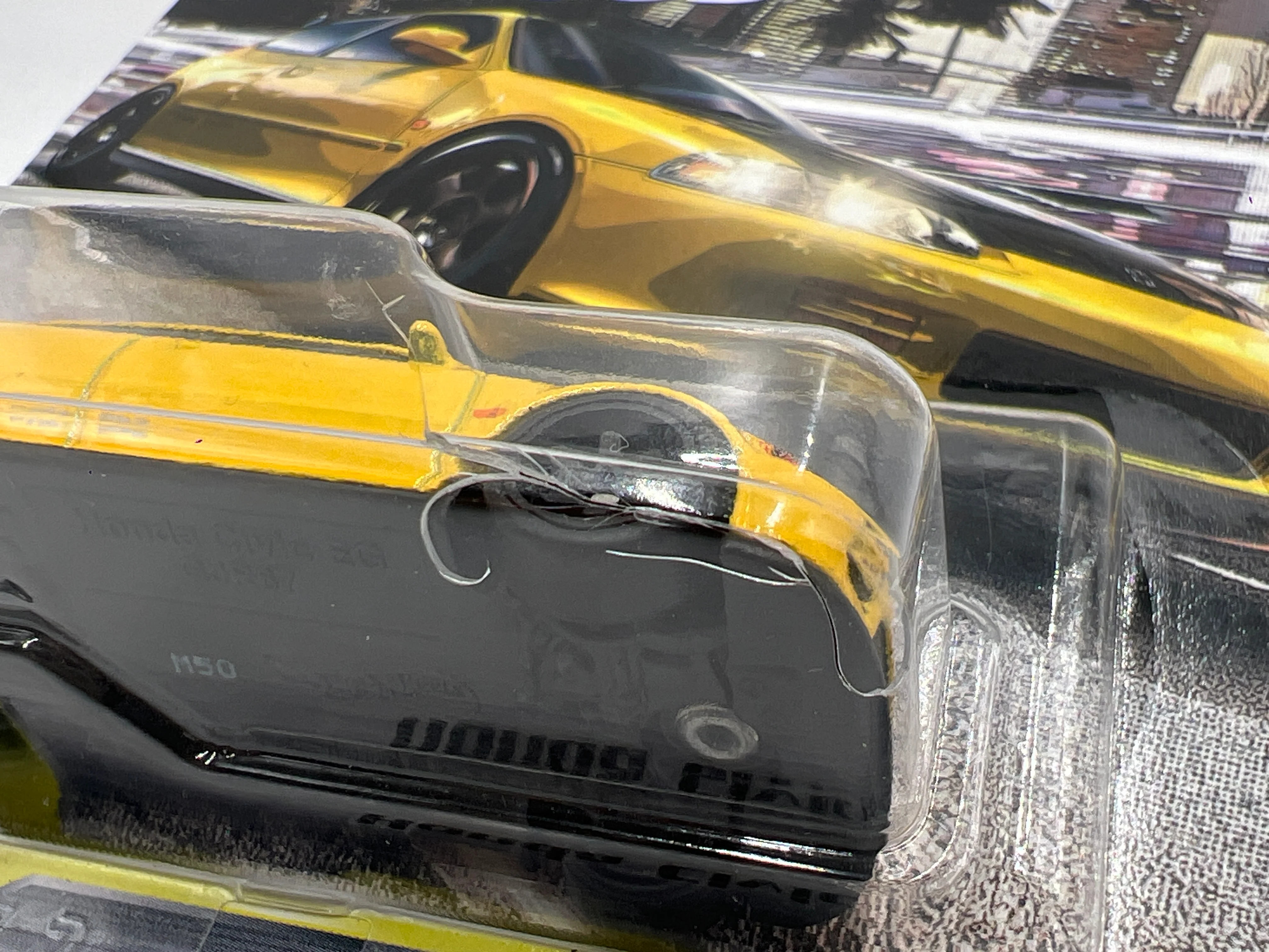 Hot Wheels Premium Fast & Furious Fast Tuners #4 Honda Civic EG Yellow W/Protector Cracked Blister - Image 5