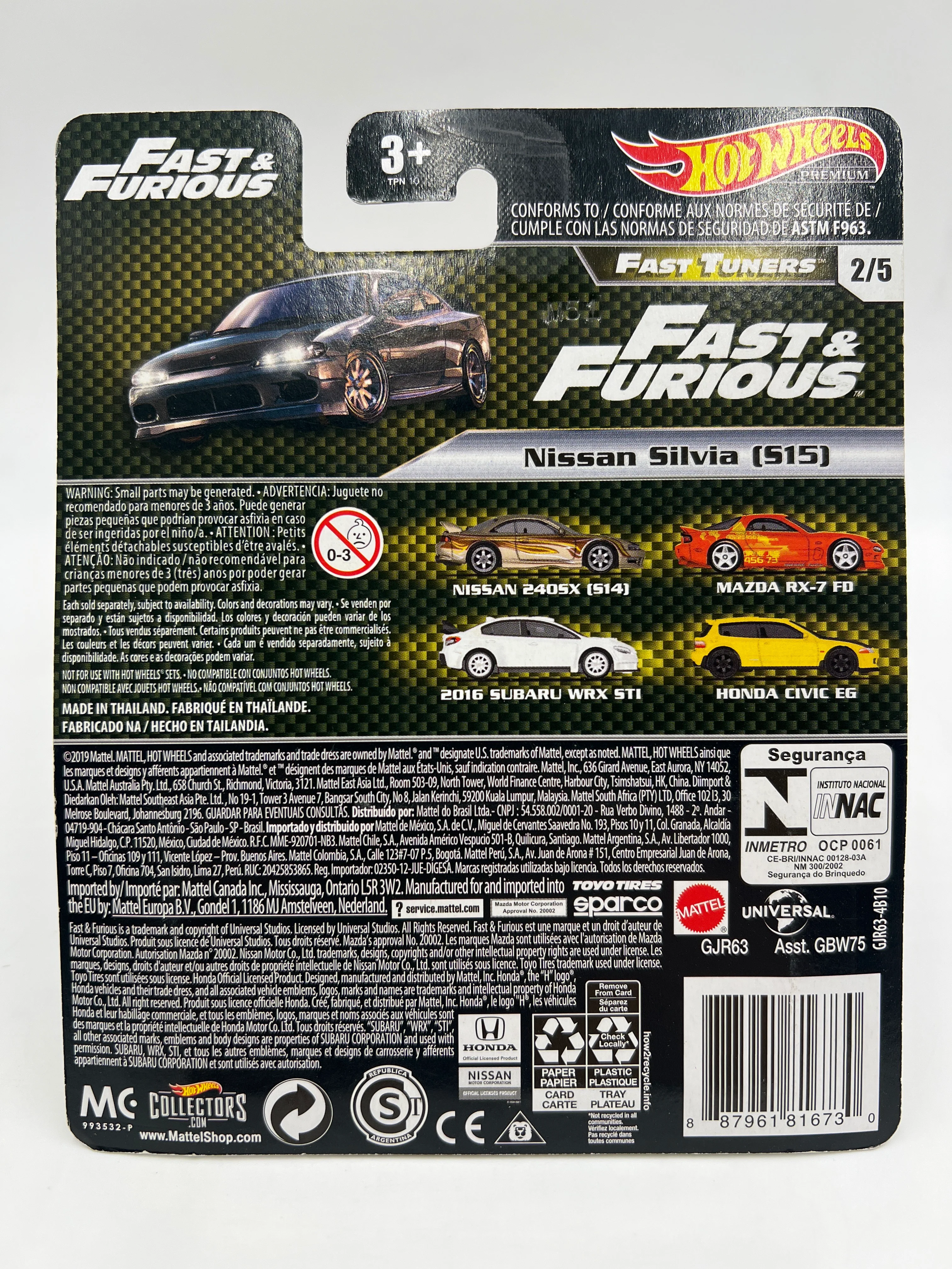 Hot Wheels Premium Fast & Furious Fast Tuners #2 Nissan Silvia S15 Gray W/Protector 1 - Image 6