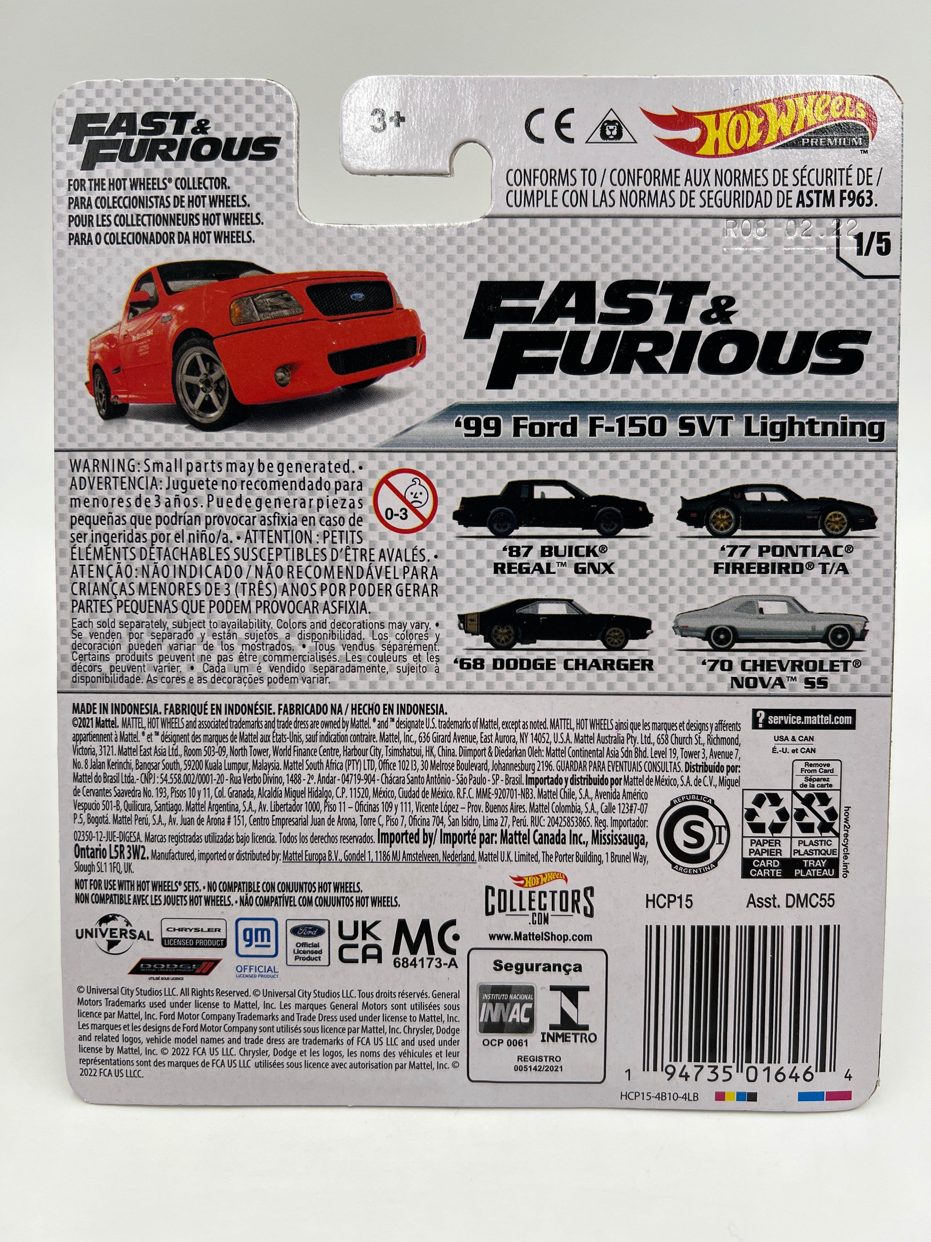 Hot Wheels Premium Fast & Furious Fast #1 99 Ford F-150 SVT Lightning Red W/Protector 1 - Image 6