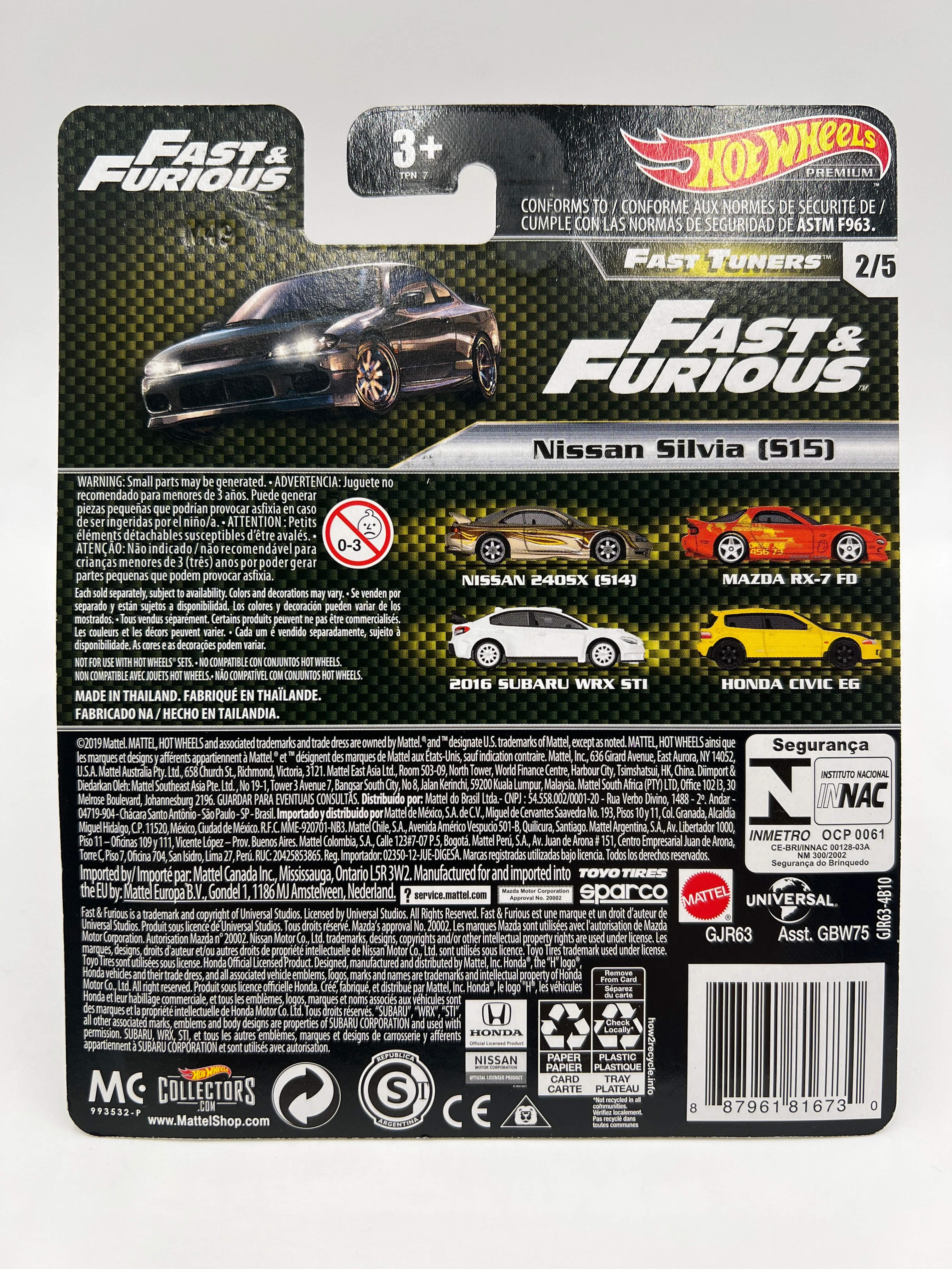 Hot Wheels Premium Fast & Furious Fast Tuners #2 Nissan Silvia S15 Gray W/Protector 2 - Image 6