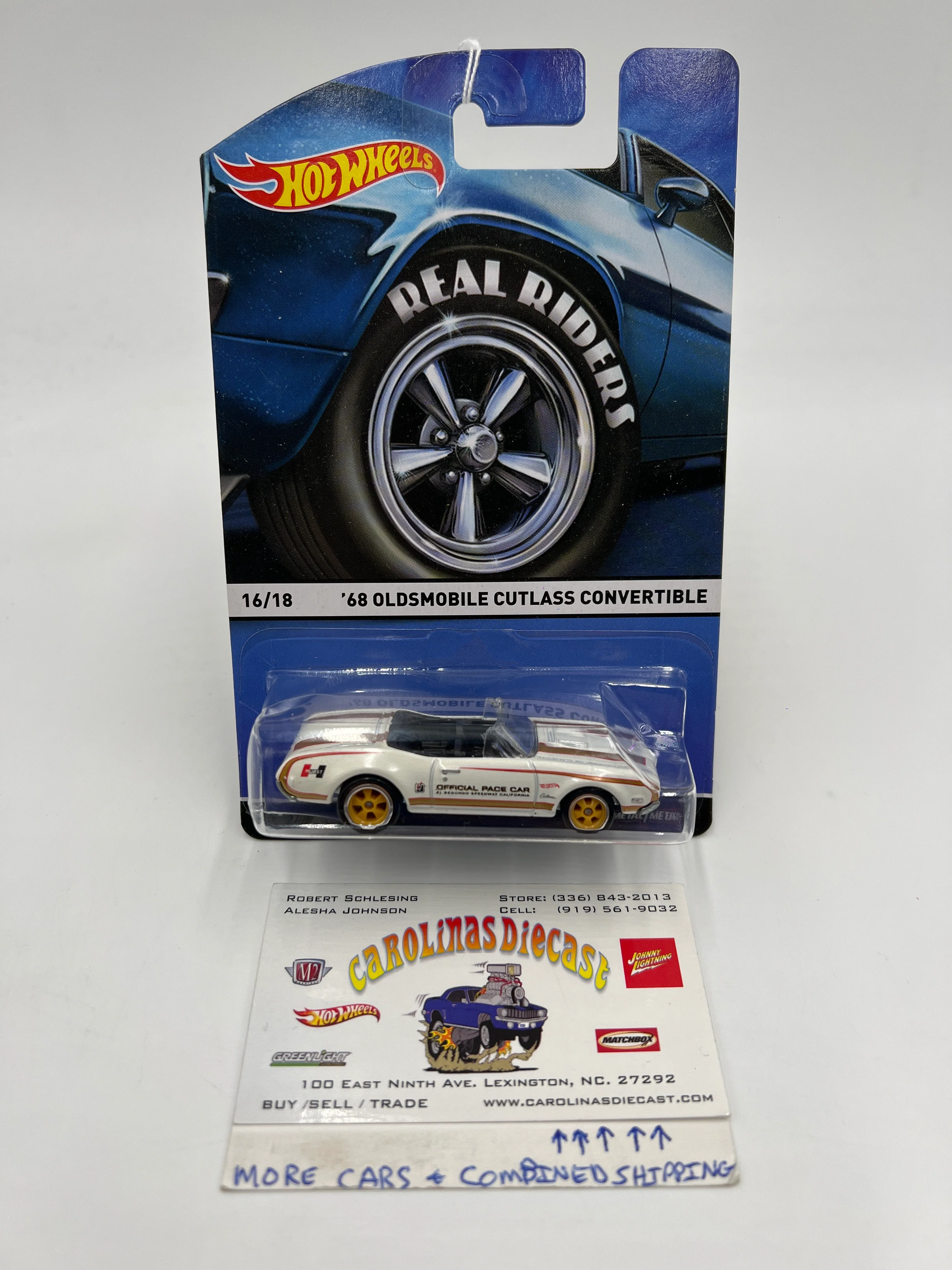 Hot Wheels Premium Heritage Real Riders #16 68 Oldsmobile Cutlass Convertible Hurst White Blister Not Perfect
