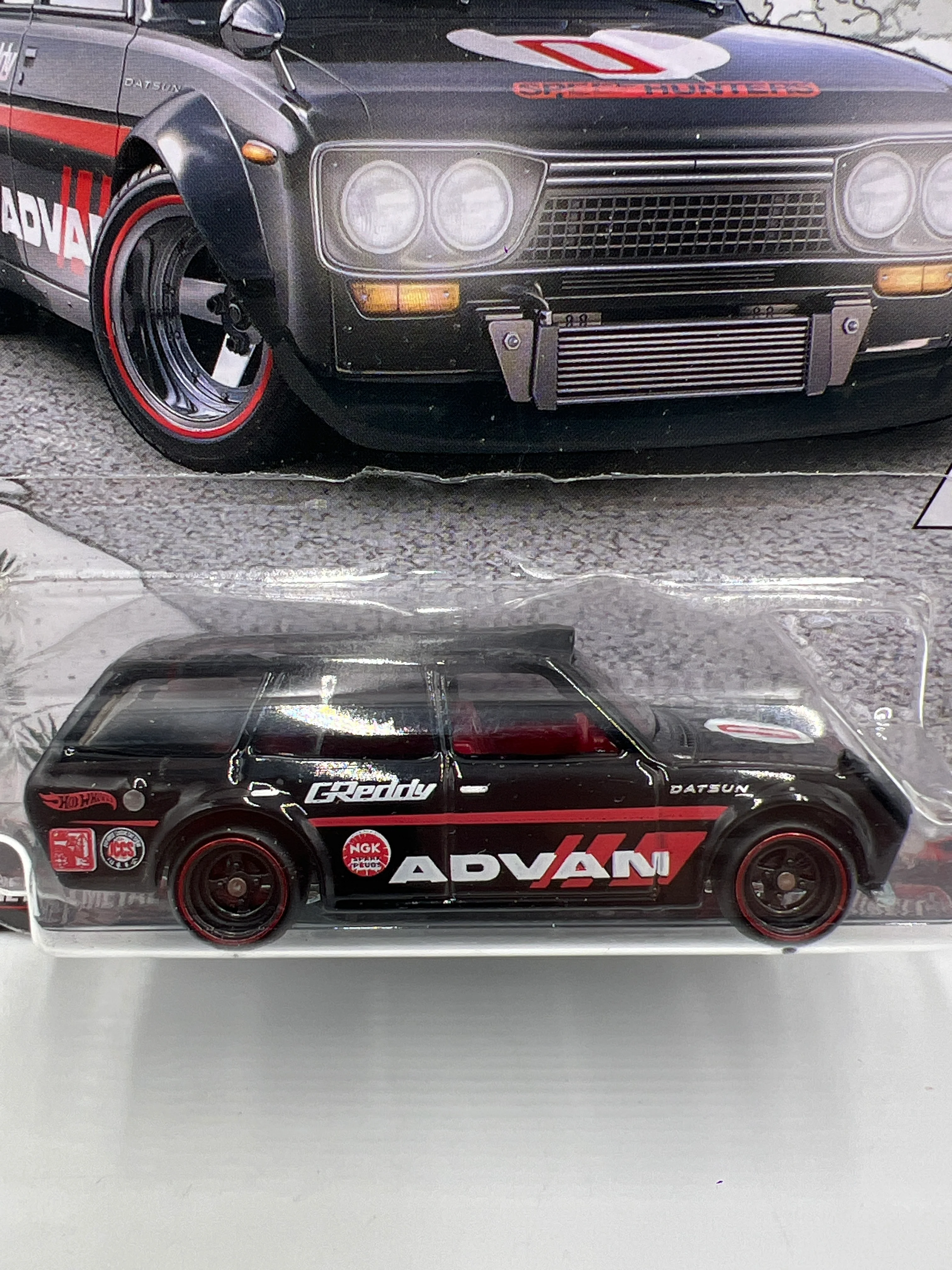 Hot Wheels Premium Japan Historics #1 71 Datsun 510 Wagon Advan Black W/Protector - Image 2