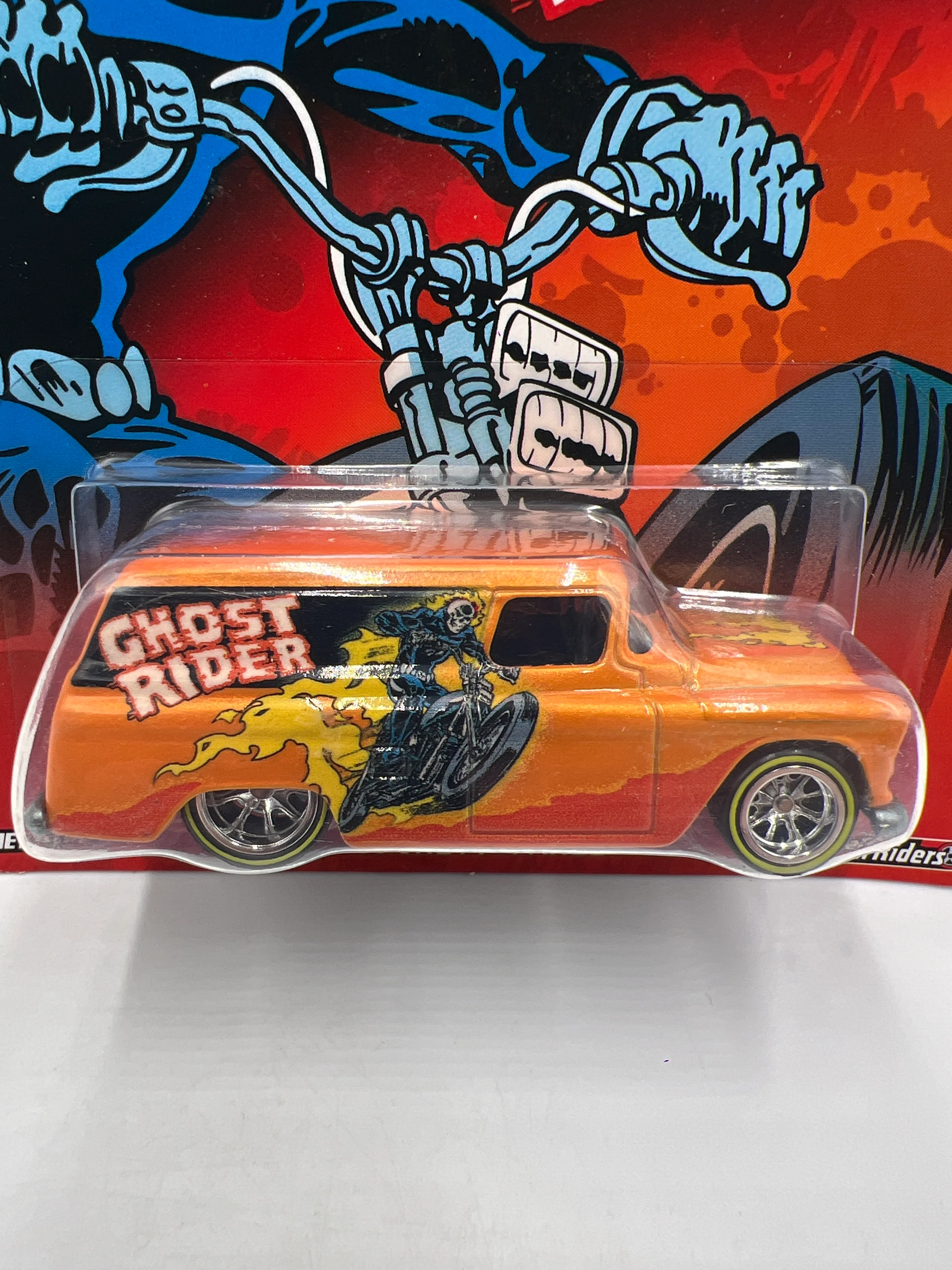 Hot Wheels Premium Marvel Ghost Rider 55 Chevy Panel Orange 264A - Image 2