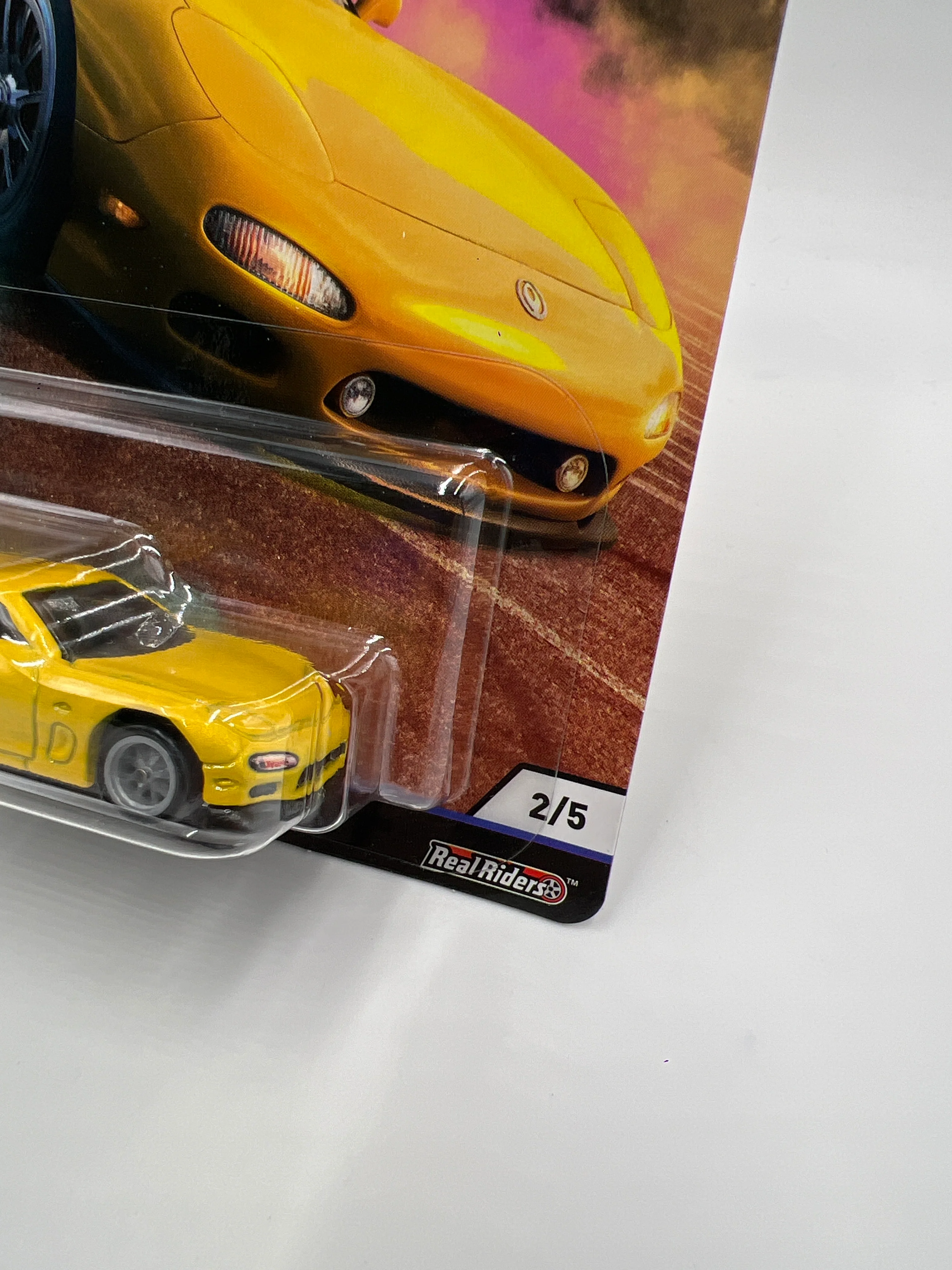 Hot Wheels Premium Street Tuners #2 95 Mazda RX-7 Yellow W/Protector - Image 3