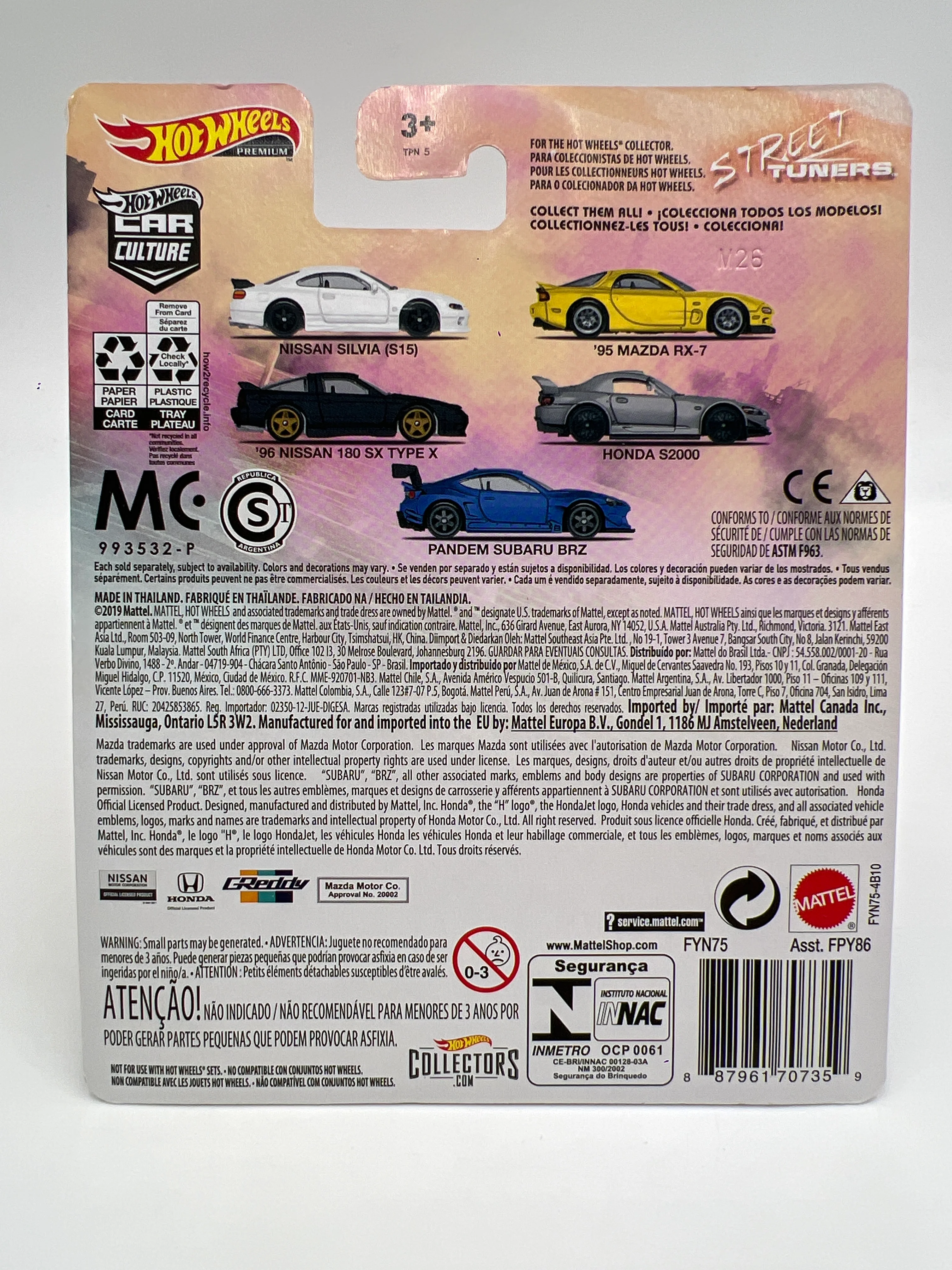 Hot Wheels Premium Street Tuners #2 95 Mazda RX-7 Yellow W/Protector - Image 6