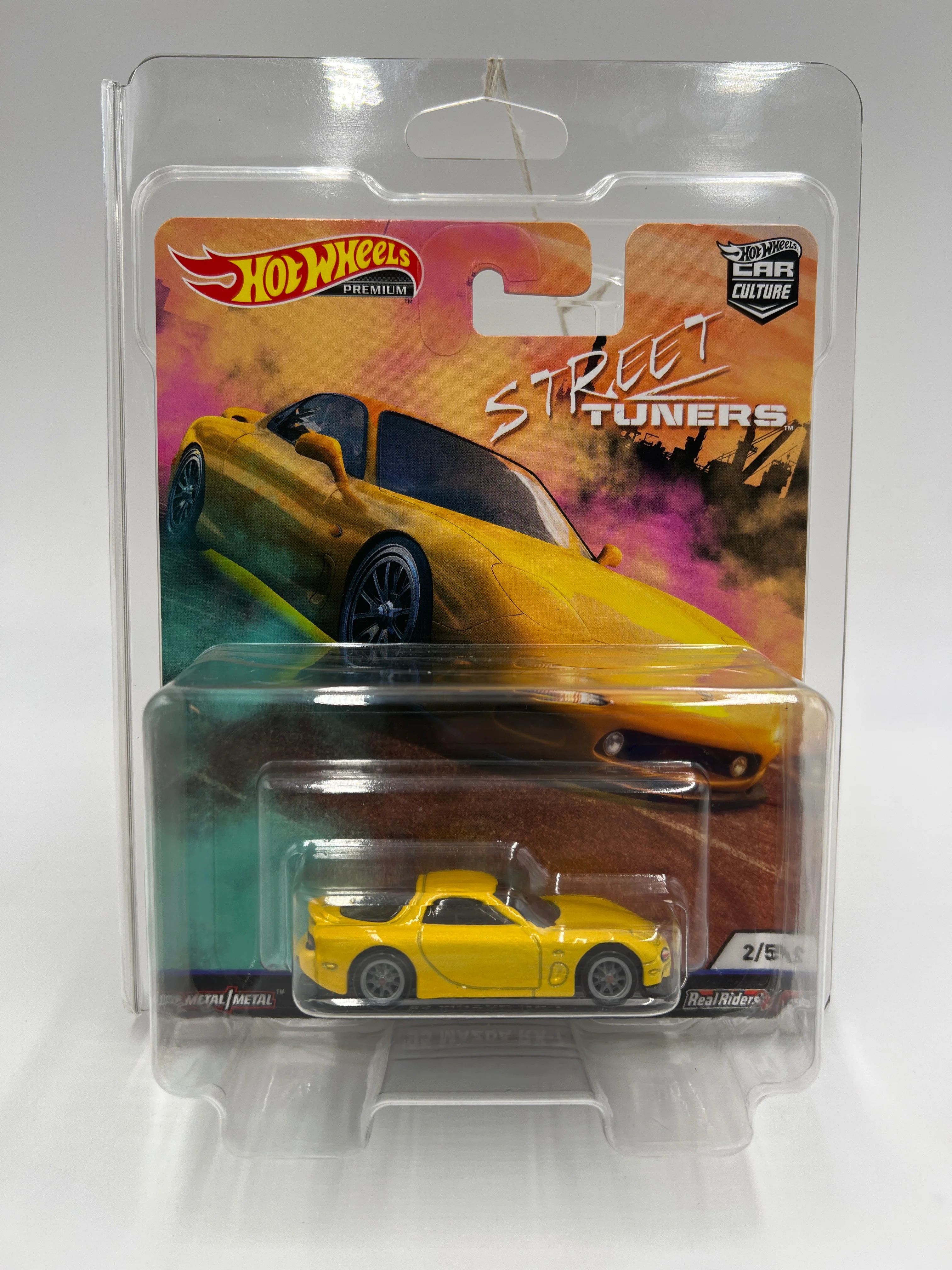 Hot Wheels Premium Street Tuners #2 95 Mazda RX-7 Yellow W/Protector - Image 7