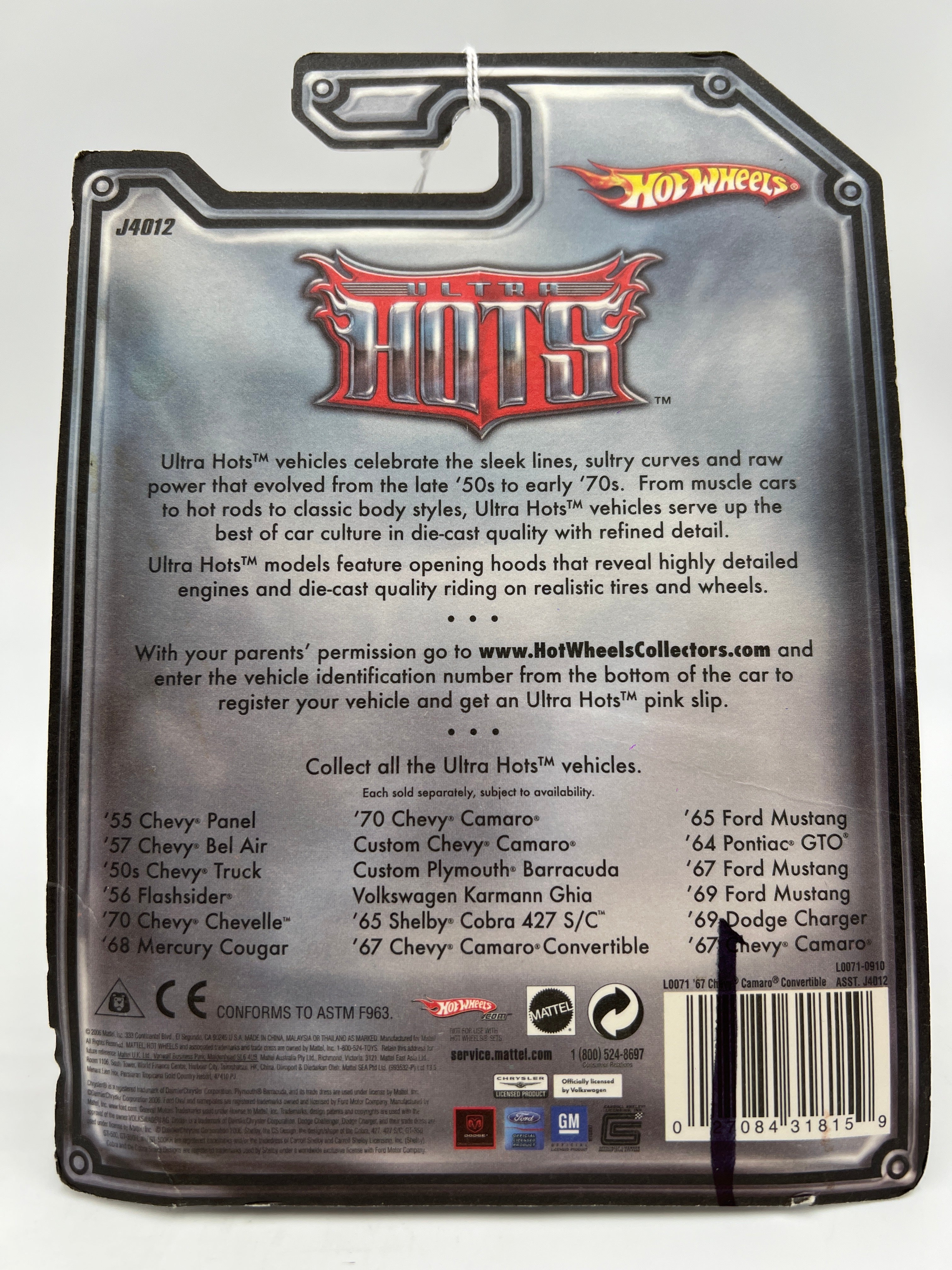 Hot Wheels Premium Ultra Hots #11 67 Chevy Camaro Convertible Orange Card Not Perfect 244E - Image 7