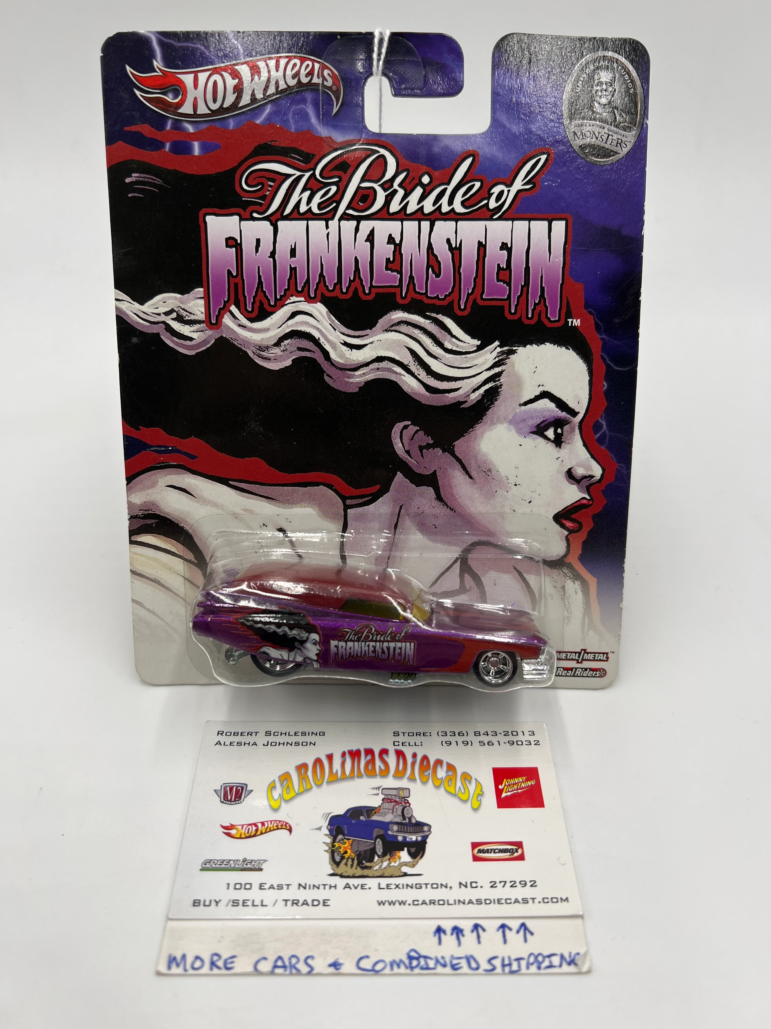 Hot Wheels Premium Universal Studios Monsters The Bride Of Frankenstein 59 Cadillac Funny Car Purple 270F