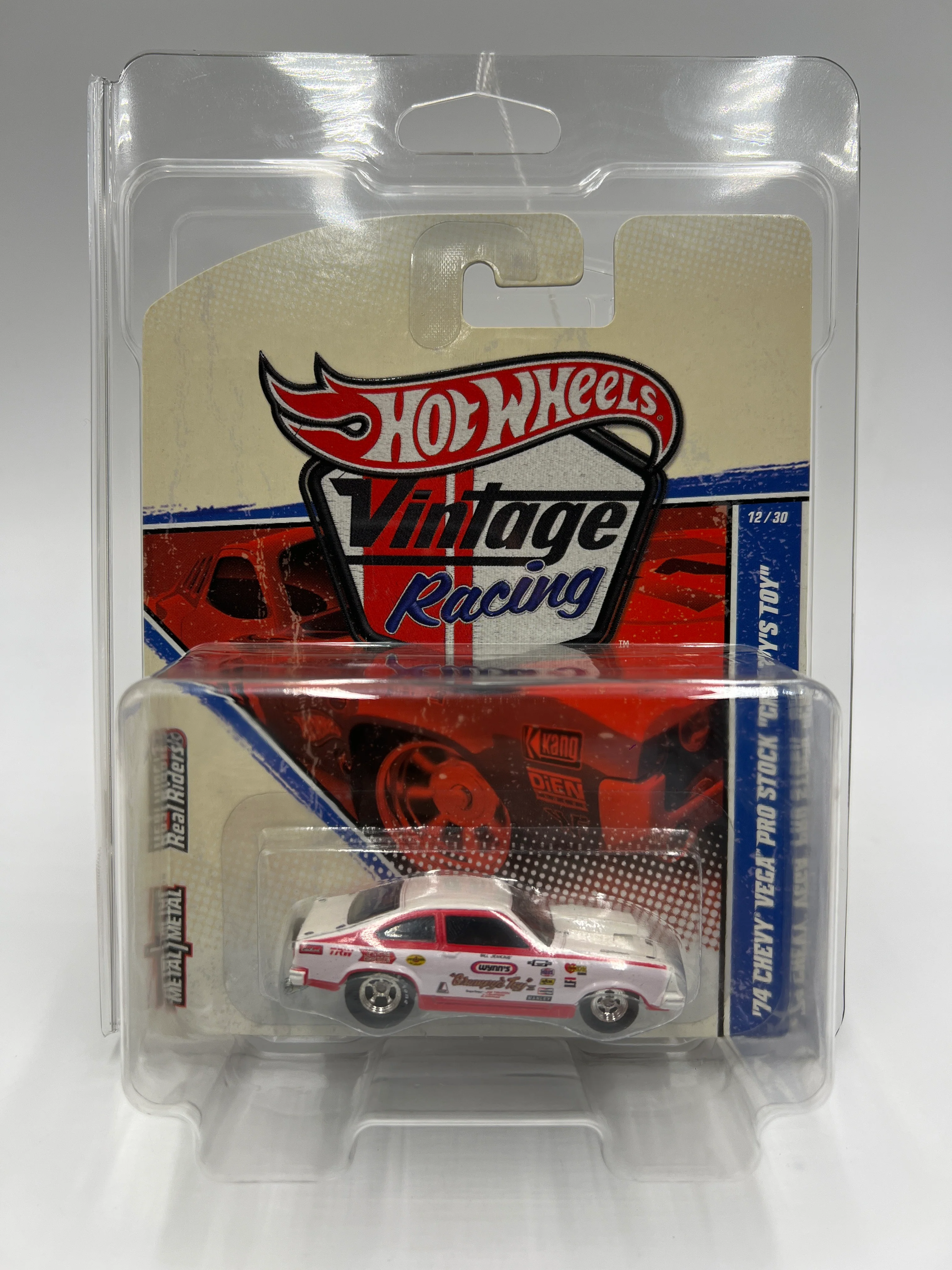 Hot Wheels Premium Vintage Racing #12 74 Chevy Vega Pro Stock Grumpys Toy Red/White W/Protector #2 - Image 7