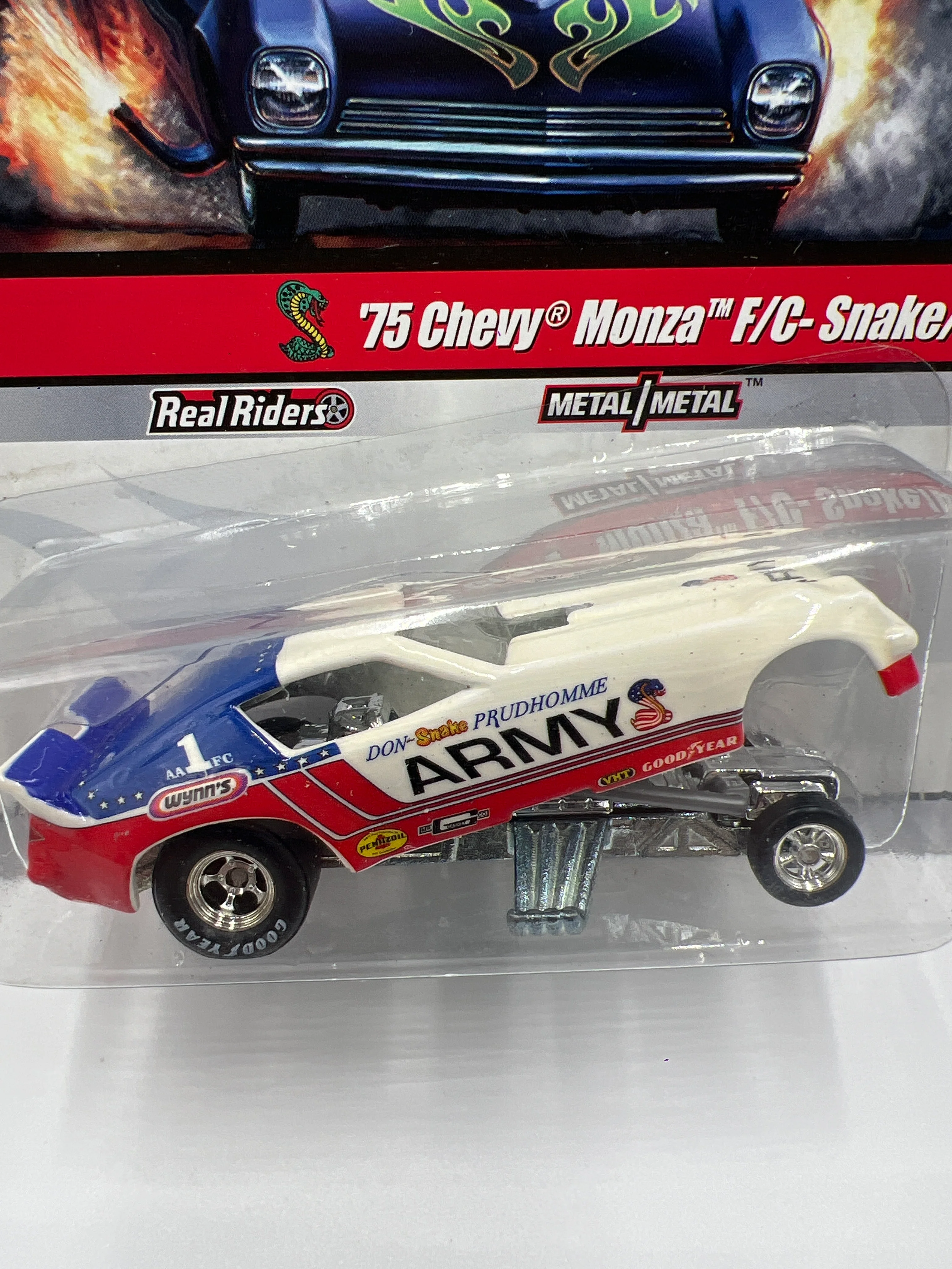 Hot Wheels Premium Drag Strip Demons #6 75 Chevy Monza F/C Snake/Army - Image 3