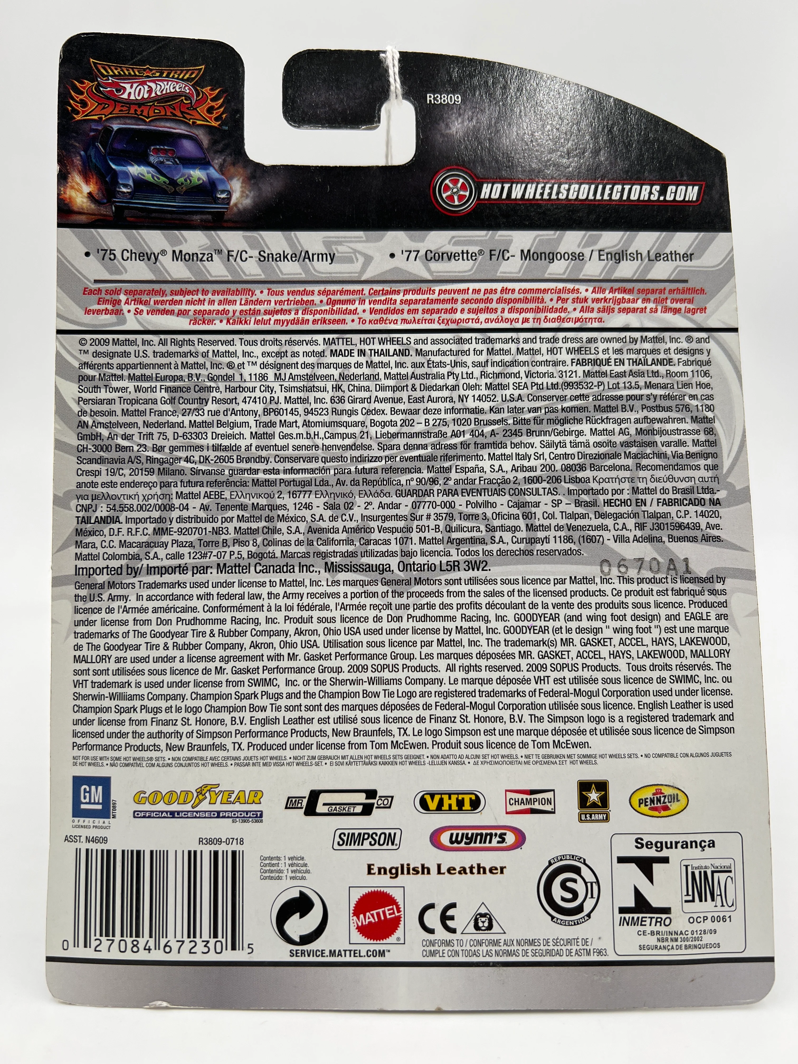 Hot Wheels Premium Drag Strip Demons #6 75 Chevy Monza F/C Snake/Army - Image 7