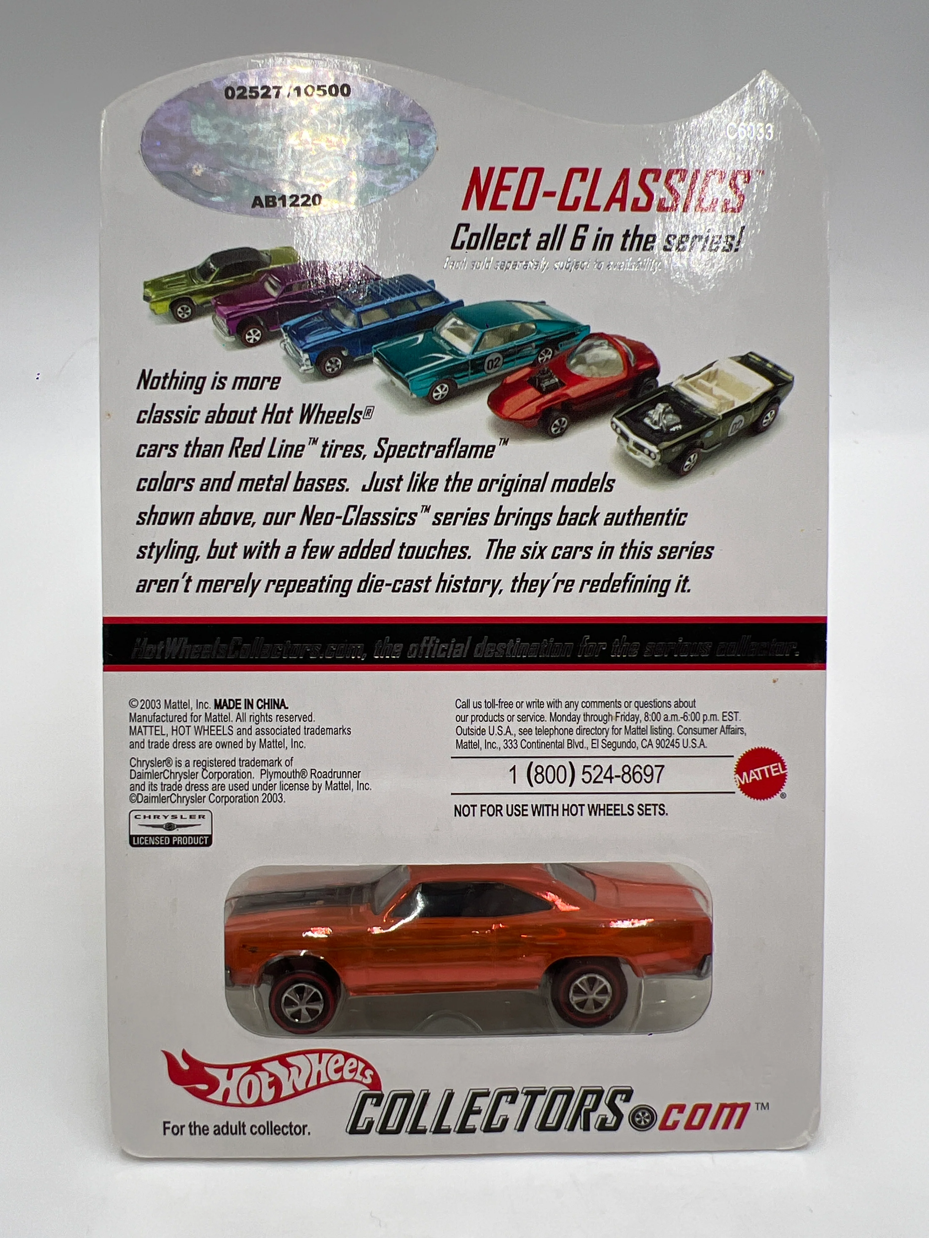 Hot Wheels RLC Neo-Classics Series 3 #1 2527/10500 70 Roadrunner Orange W/Protector - Image 6