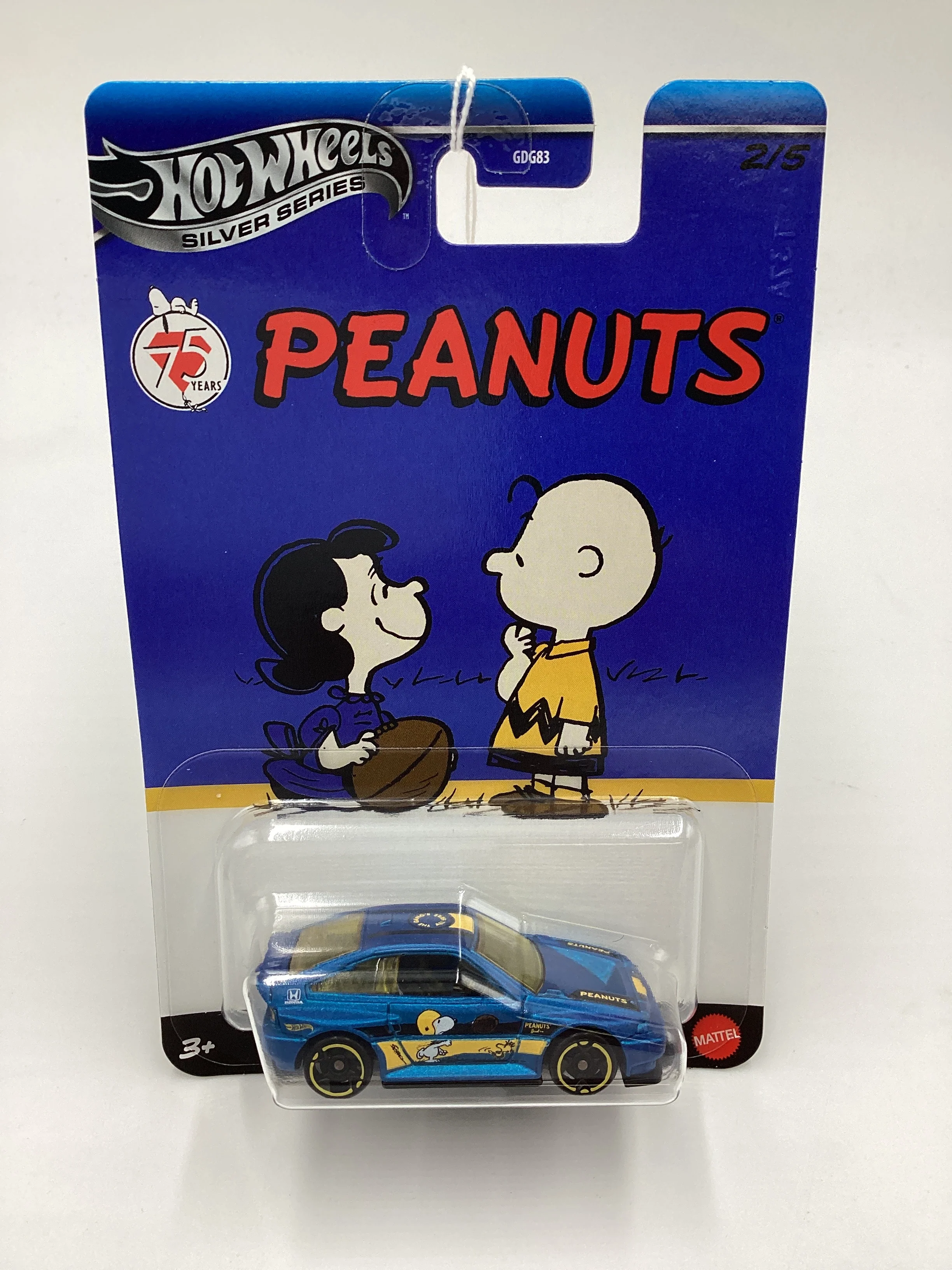 Hot Wheels Silver Peanuts 75 Years #2 1985 Honda CR-X crx Lucy/Charlie Brown 160L