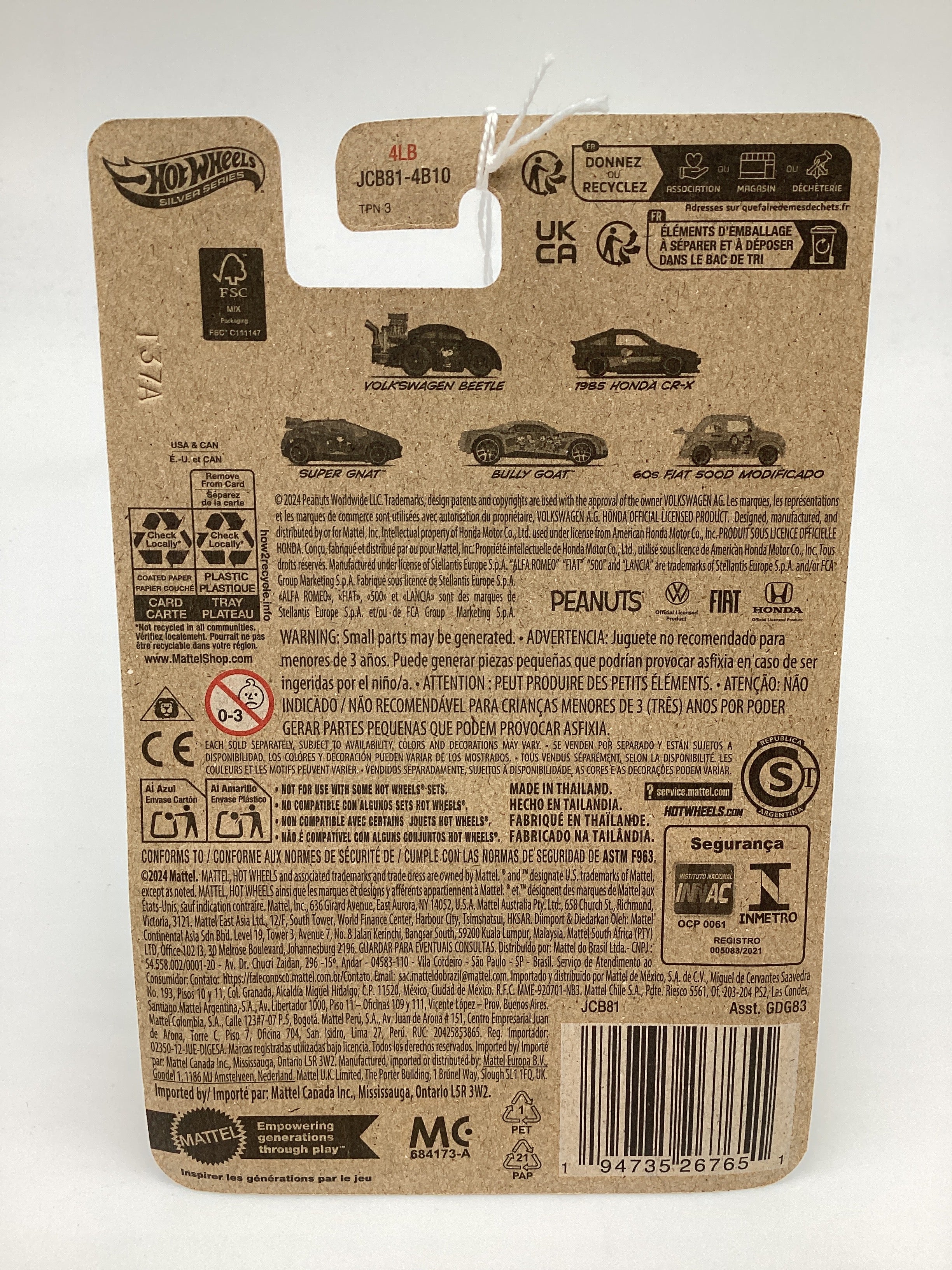 Hot Wheels Silver Peanuts 75 Years #2 1985 Honda CR-X crx Lucy/Charlie Brown 160L - Image 6