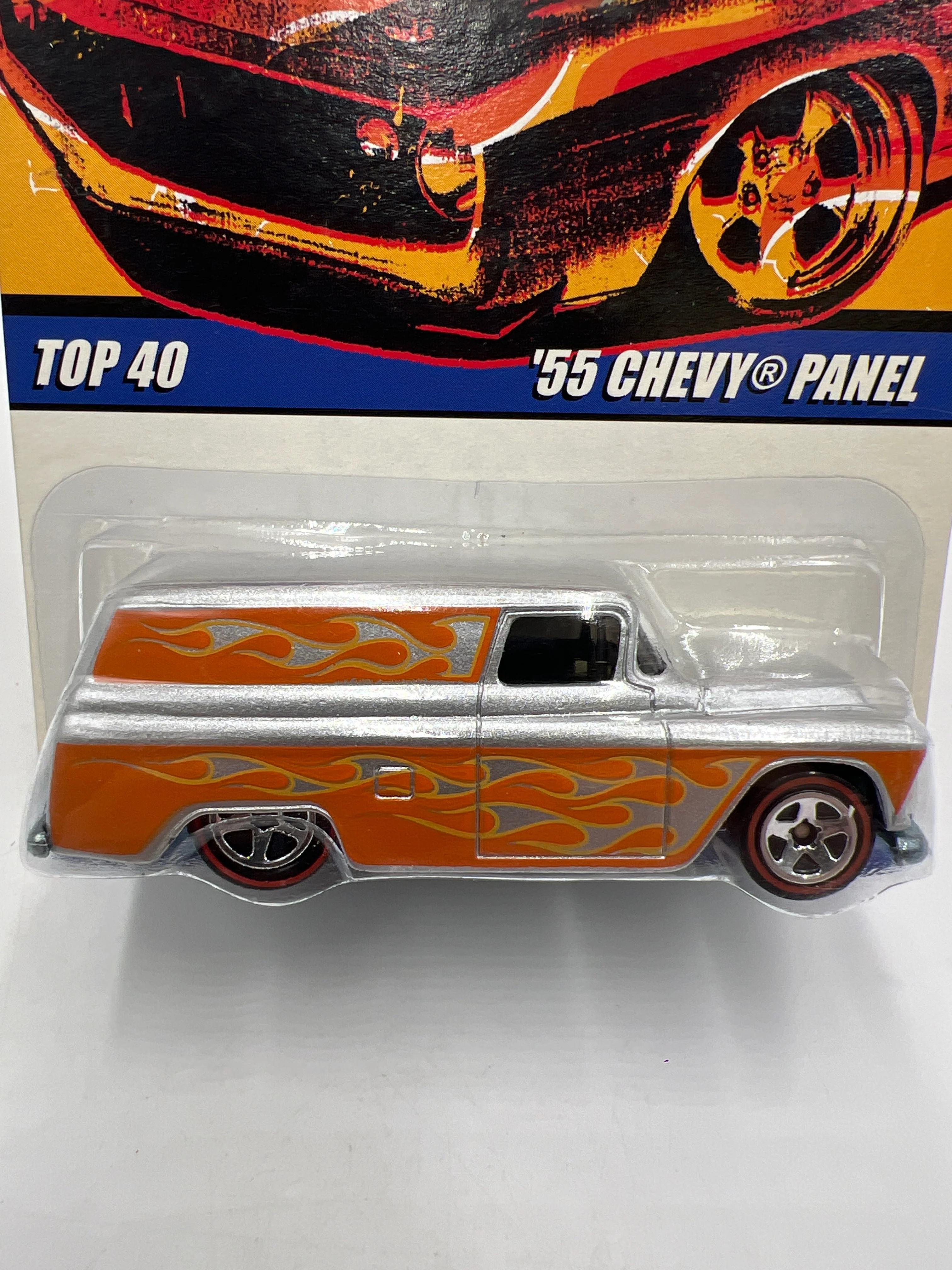 Hot Wheels Since 68 Top 40 #8 55 Chevy Panel Silver/Orange - Image 2