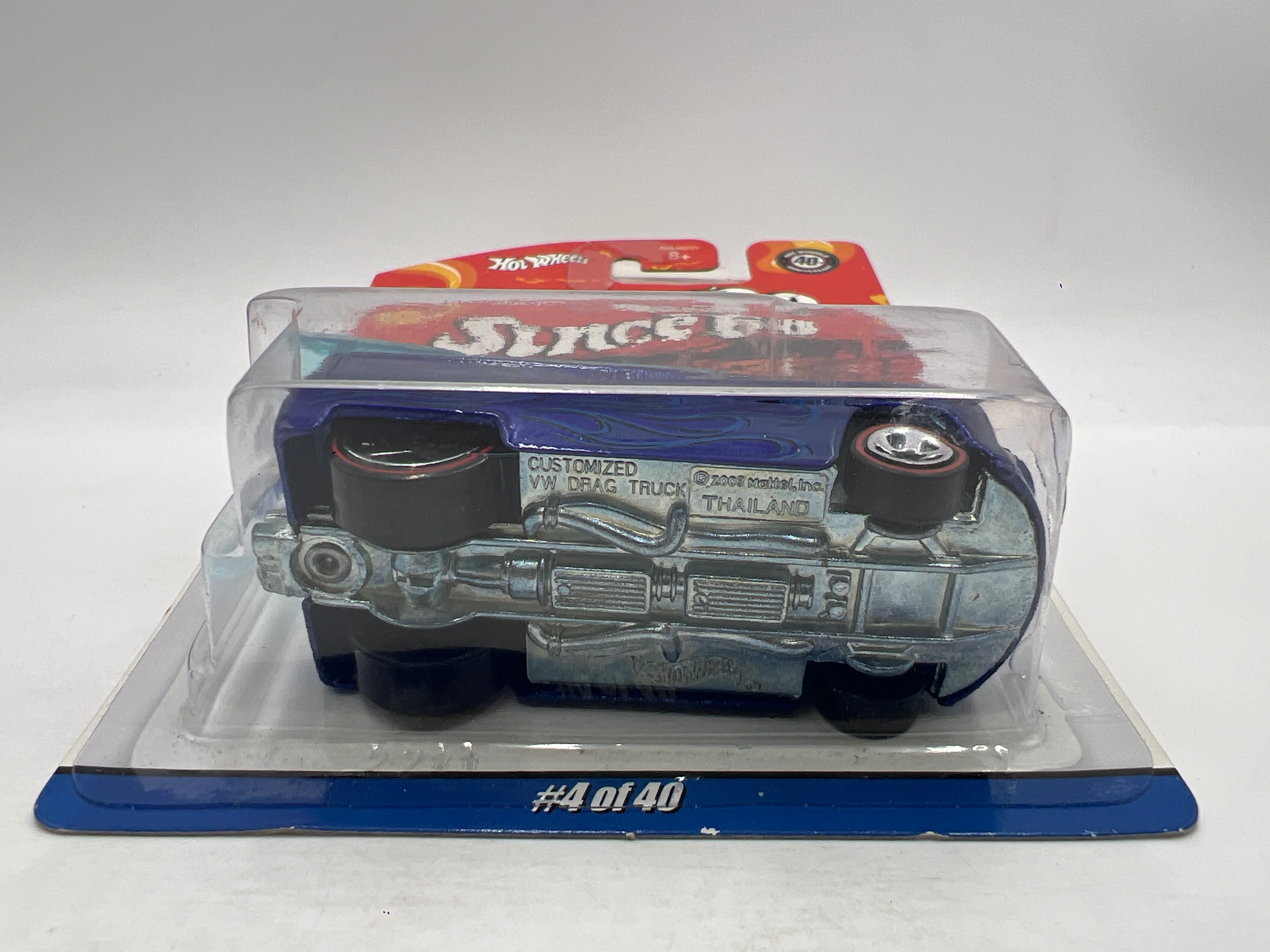 Hot Wheels Since 68 Top 40 #4 Volkswagen Drag Truck Blue W/Protector Cracked Blister - Image 5