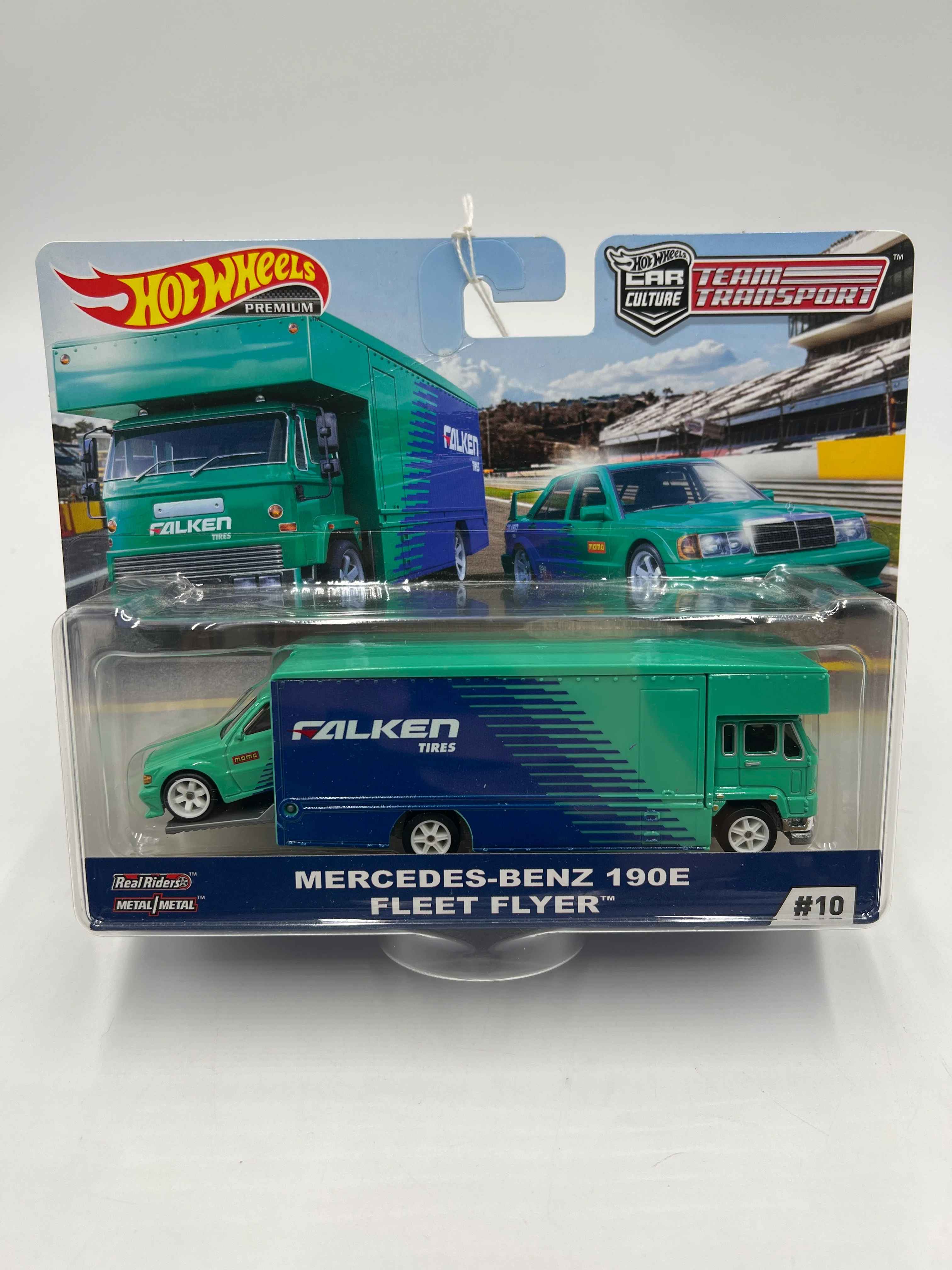Hot Wheels Team Transport #10 Mercedes-Benz 190E & Fleet Flyer Falken Bad Card 281D - Image 2