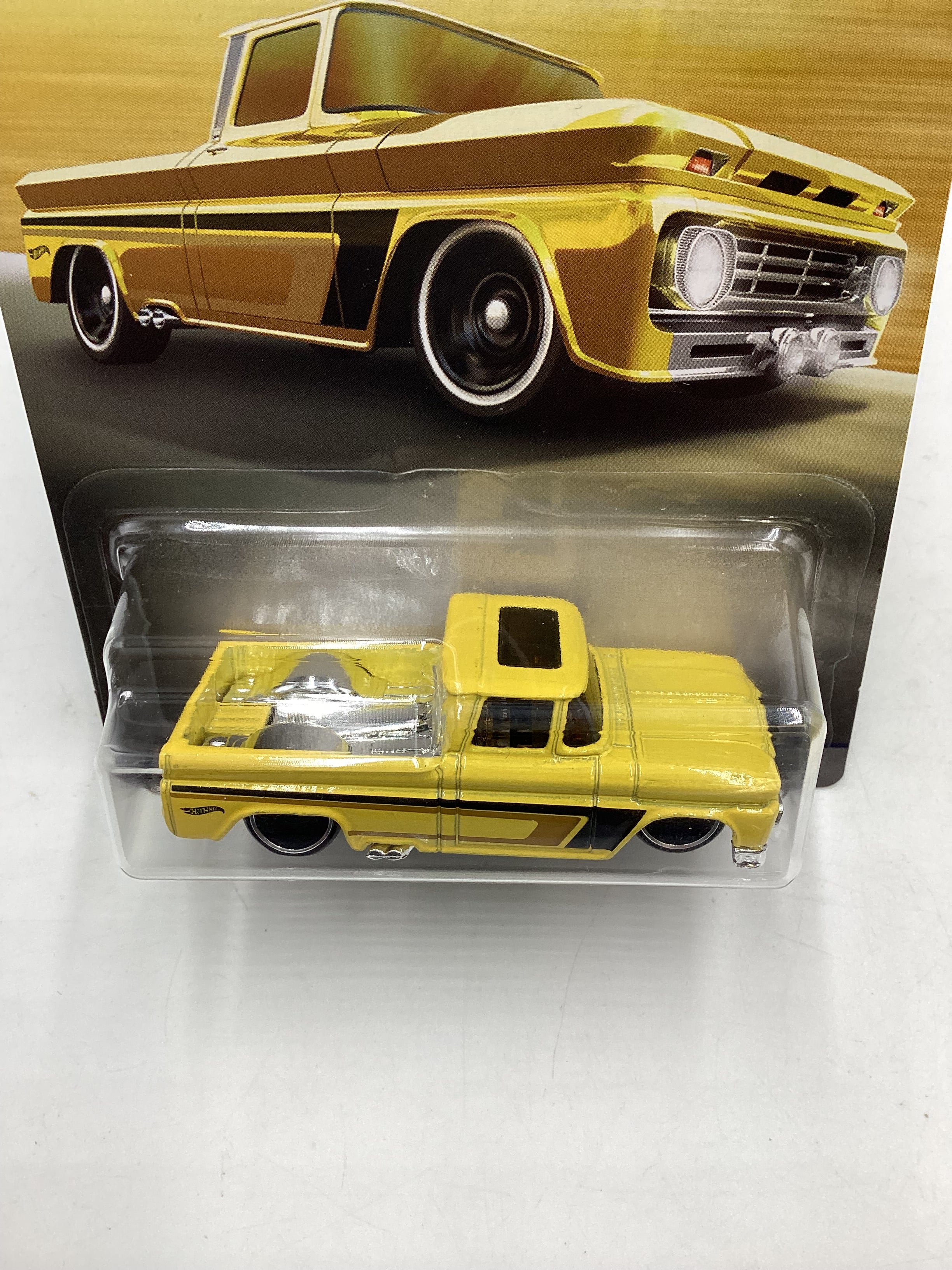 Hot Wheels Walmart 100 Years Chevy #4 Custom 62 Chevy Pickup Yellow 164E - Image 6