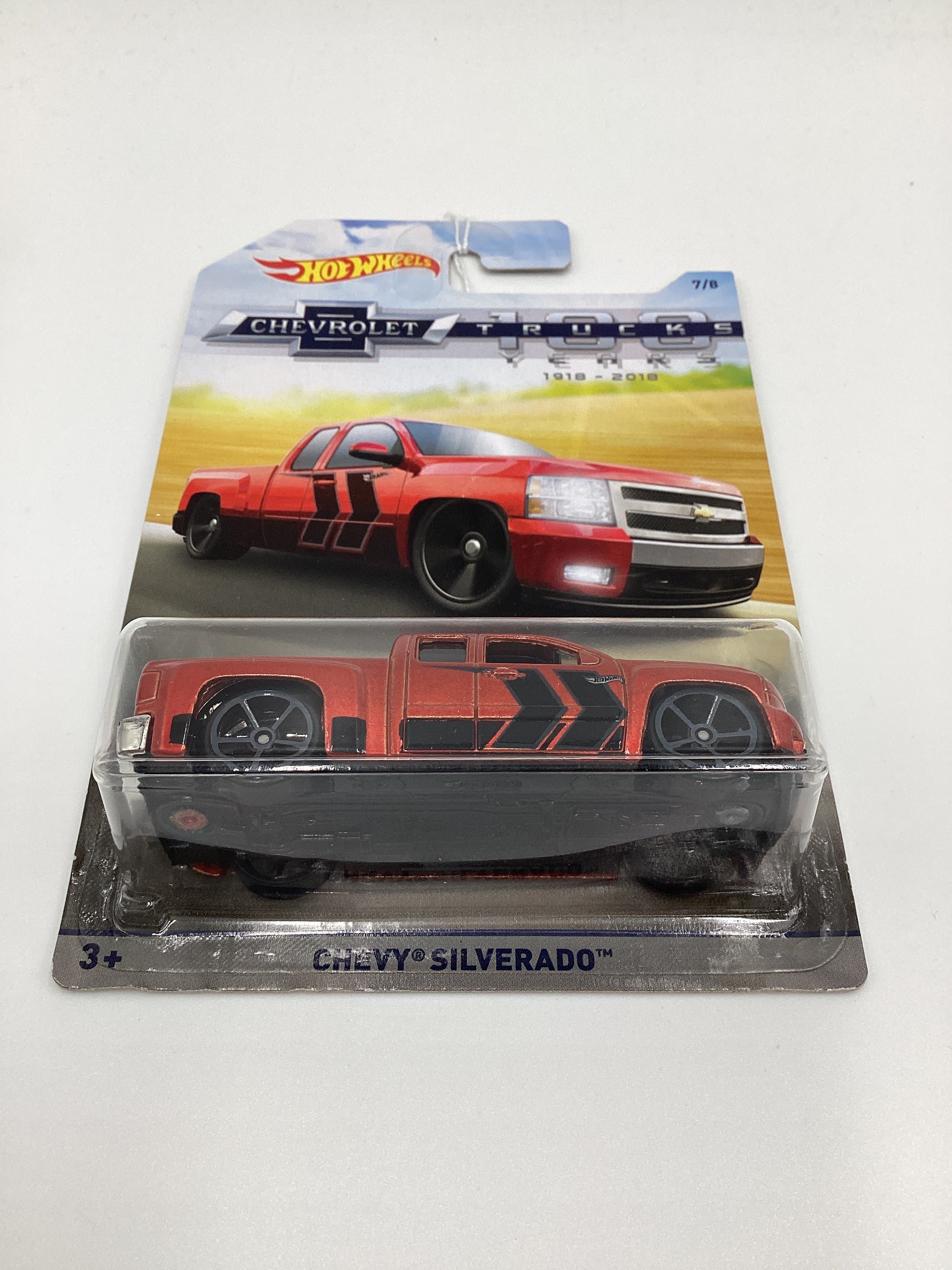 Hot Wheels Walmart 100 Years Chevy #7 Chevy Silverado Red 161J - Image 6