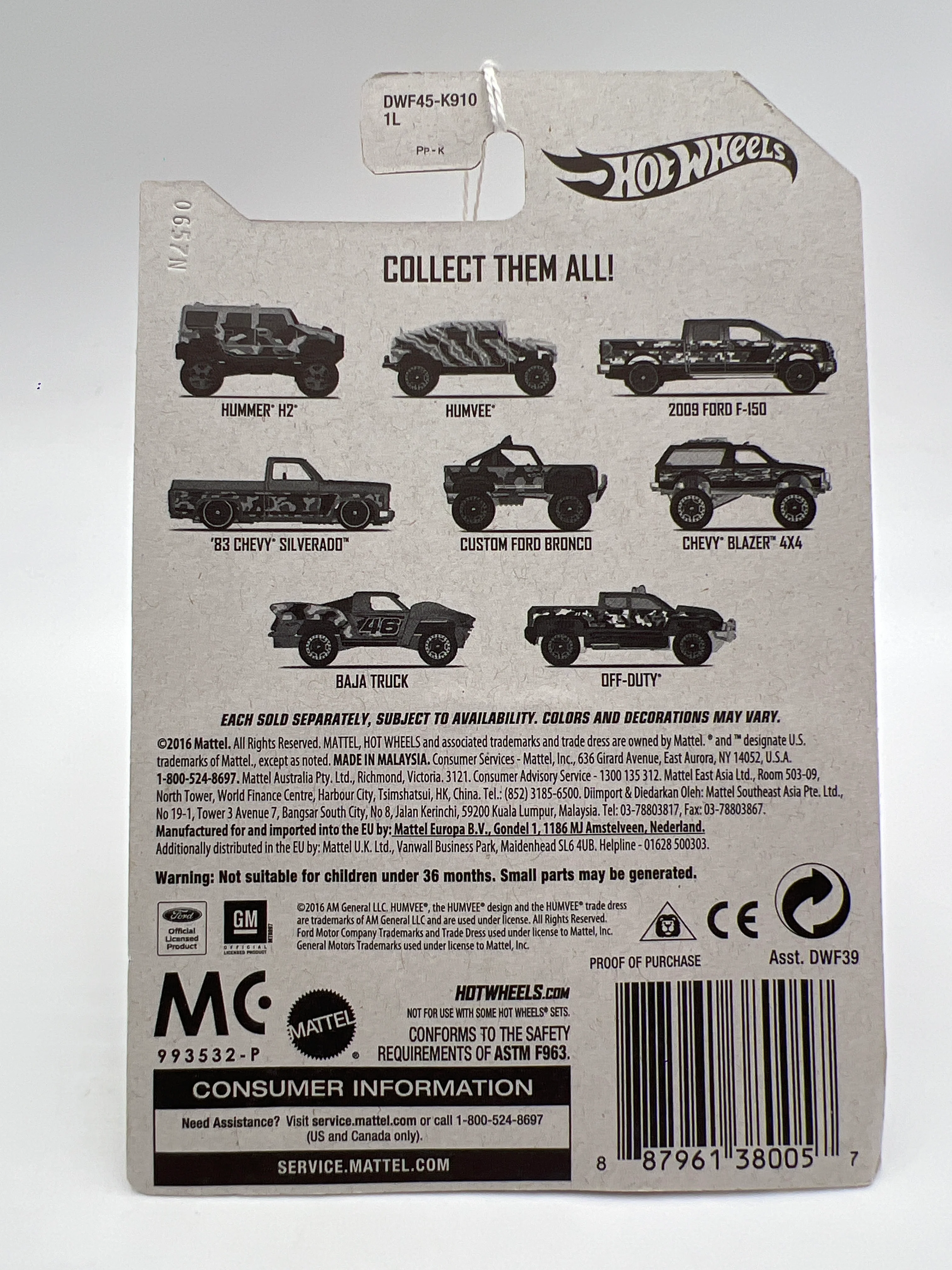 Hot Wheels Walmart Camouflage Series #6 Chevy Blazer 4x4 Black 160M - Image 6