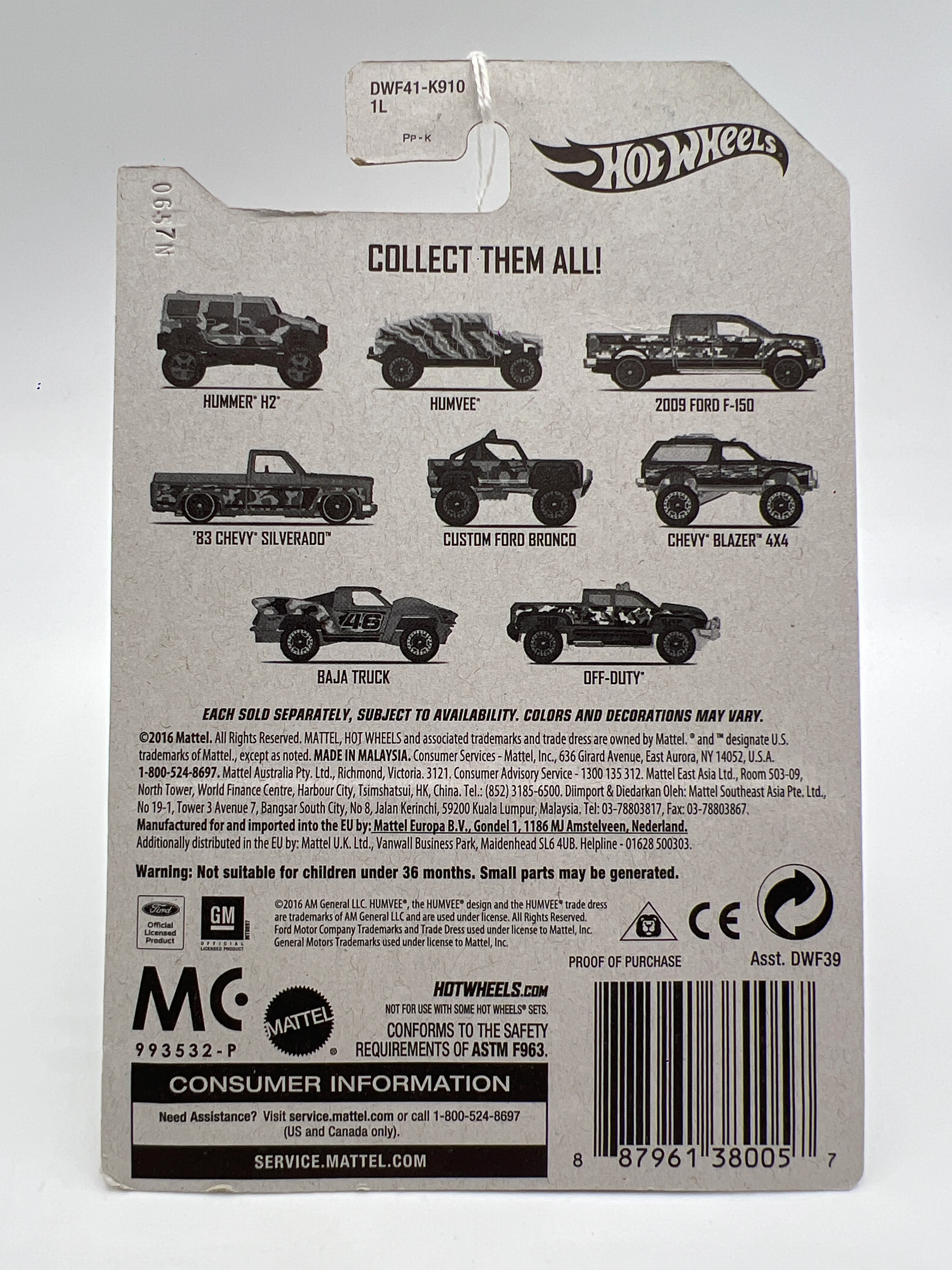 Hot Wheels Walmart Camouflage Series #2 Humvee White 161E - Image 6