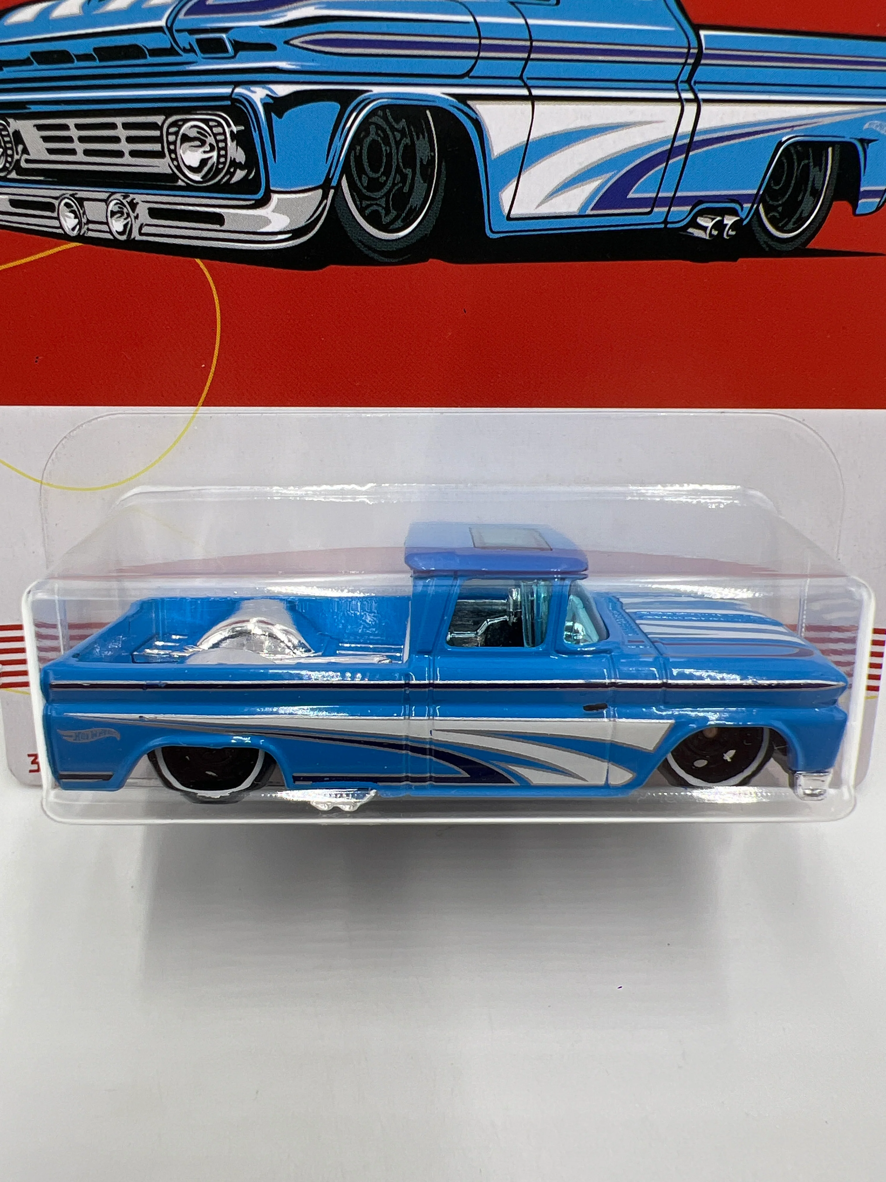 2019 Hot Wheels Walmart Exclusive American Truck Series #7 Custom 62 Chevy Pickup Blue SR - Image 2