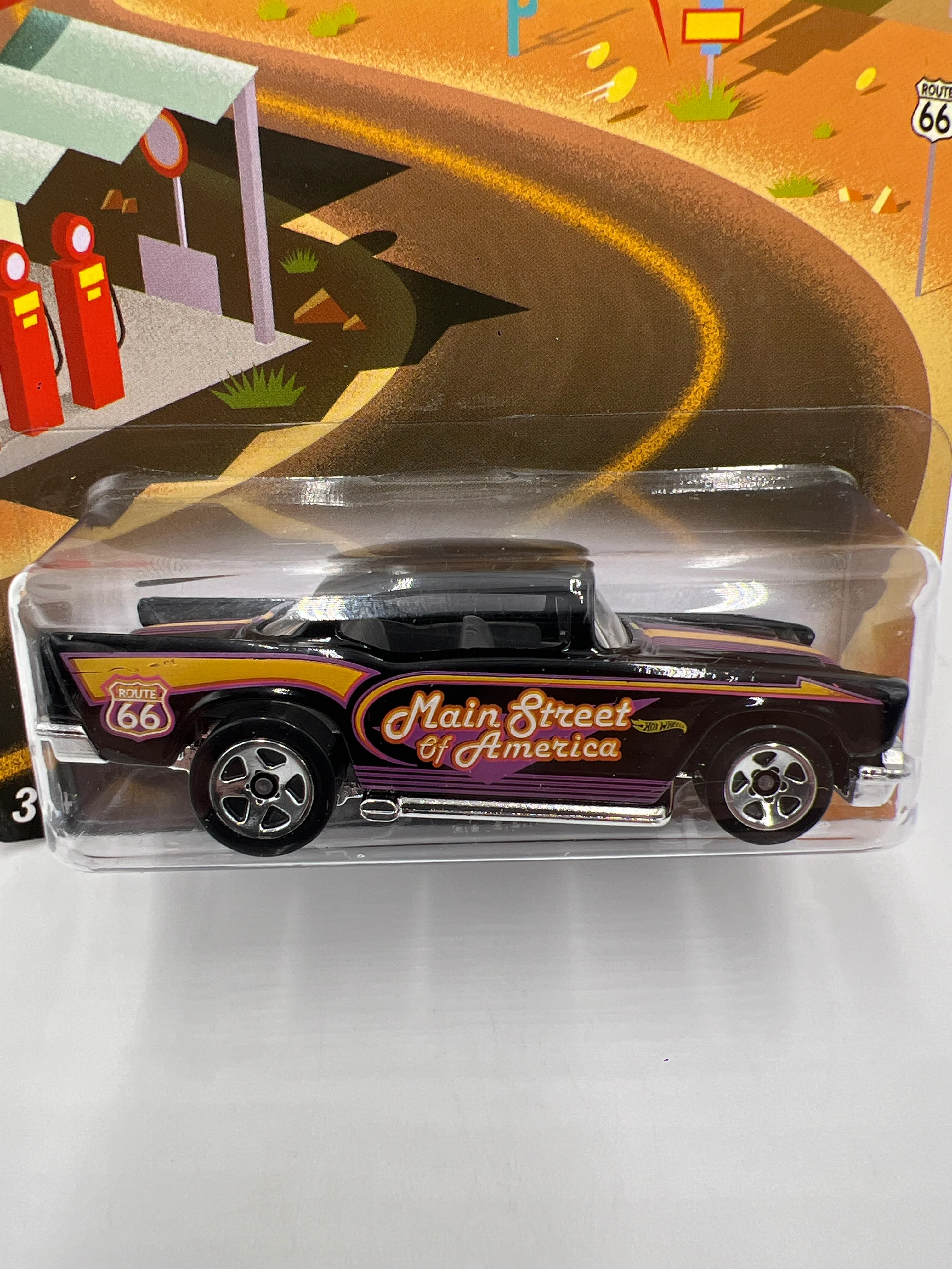 2014 Hot Wheels HW Road Trippin #9 57 Chevy Black 161A - Image 3
