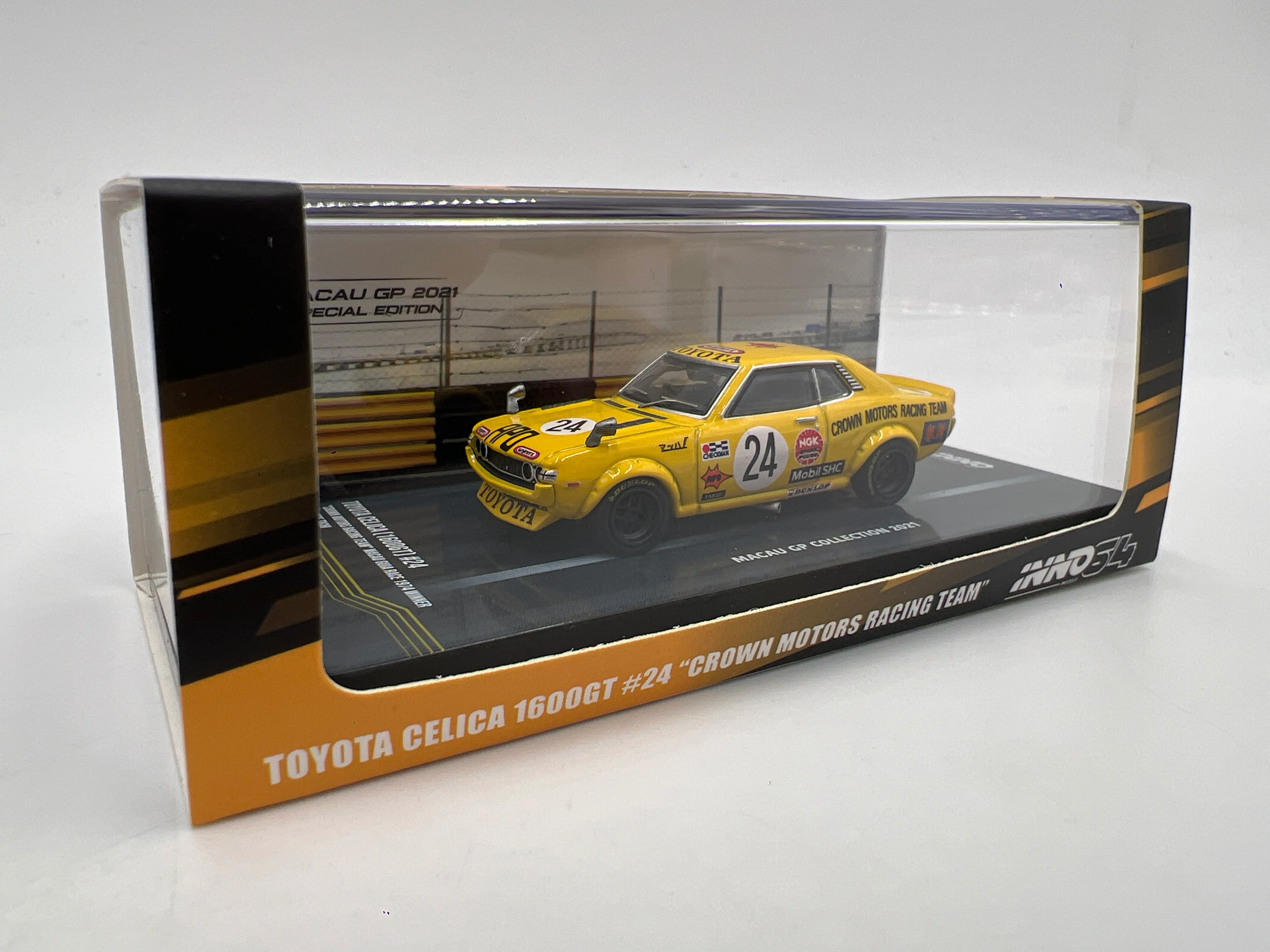 Inno64 1/64 Toyota Celica 1600GT Crown Motors Racing Team Macau GP Collection 2021 Yellow - Image 7