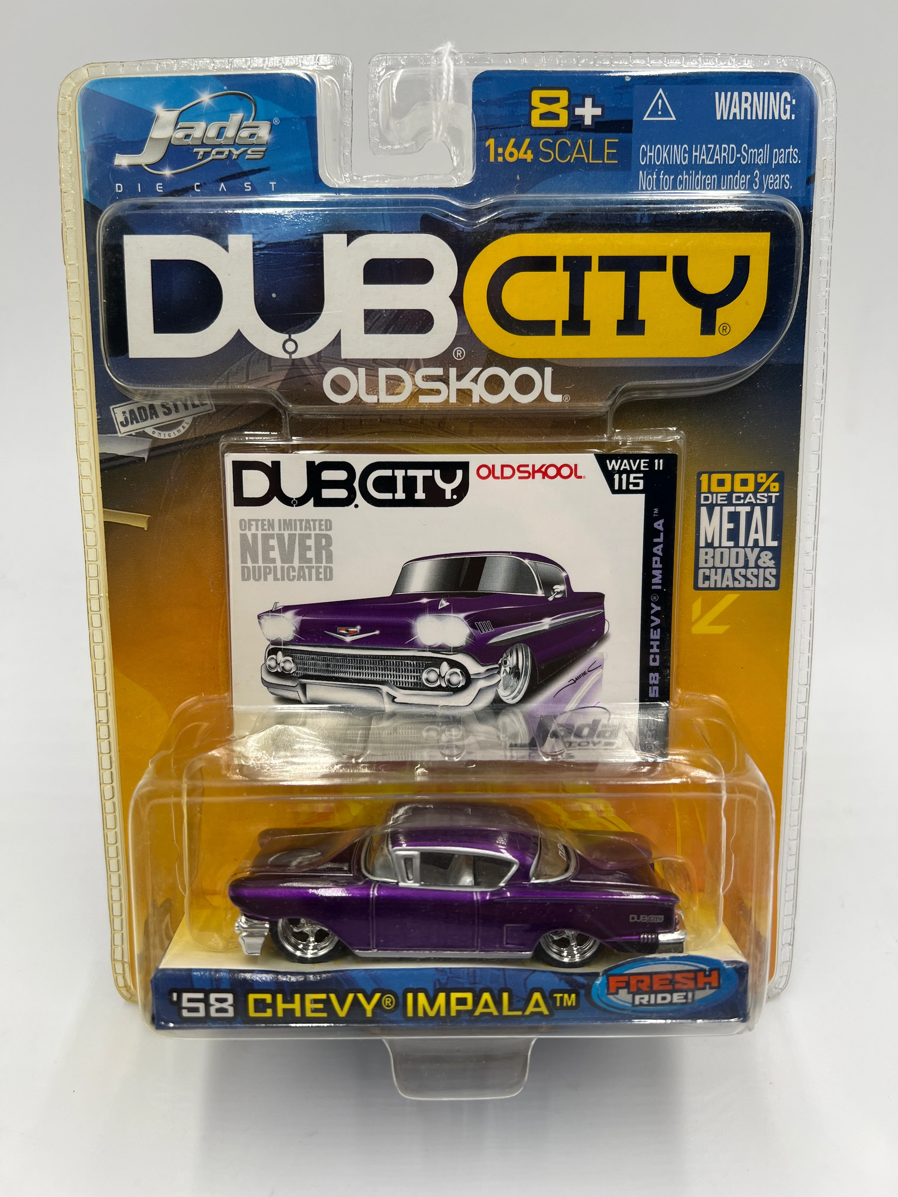 Jada Dub City Old Skool #115 58 Chevy Impala Purple 184E - Image 2