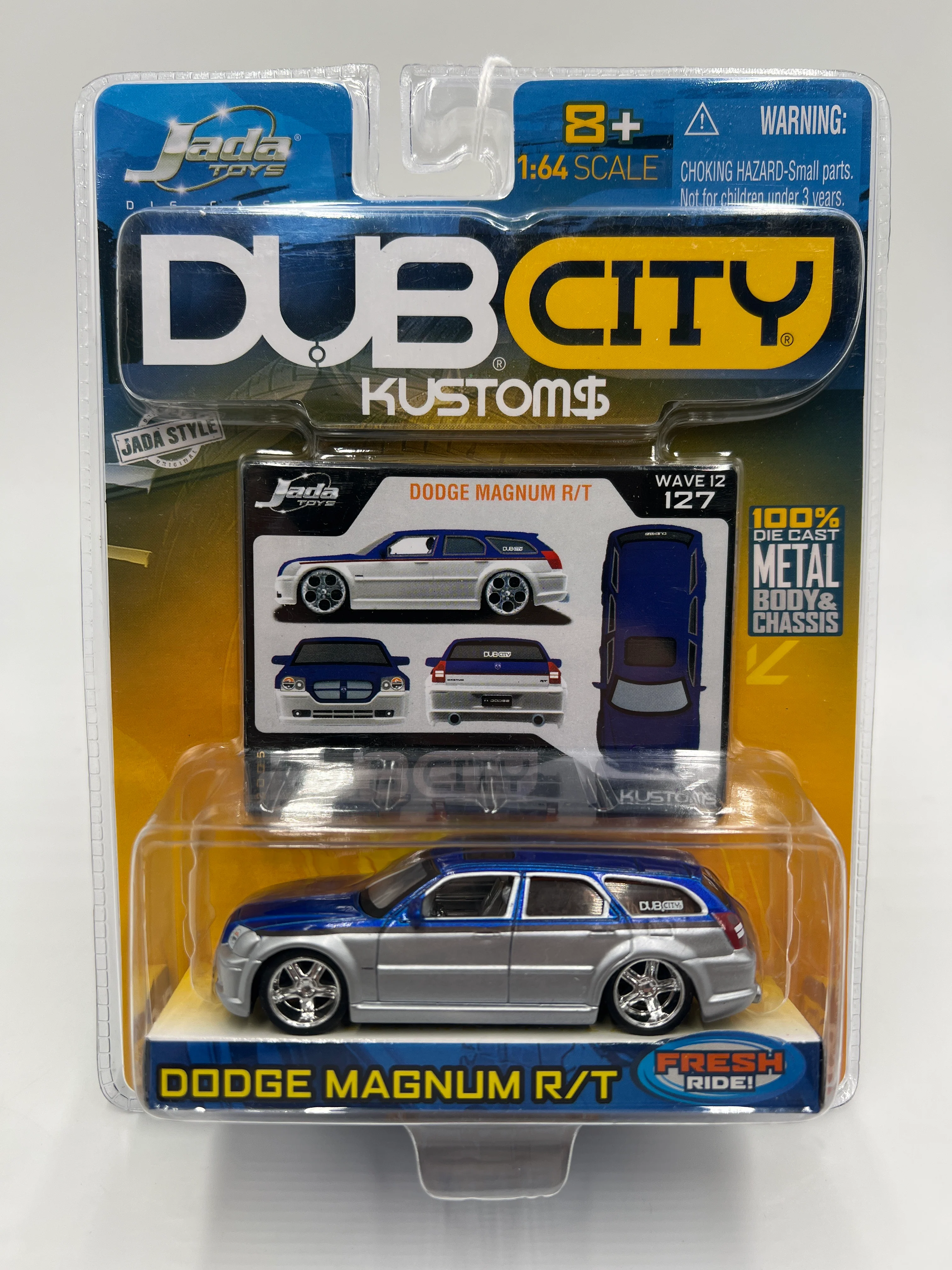 Jada Toys Dub City Kustoms Wave 12 #127 Dodge Magnum R/T Silver/Blue 184F - Image 2