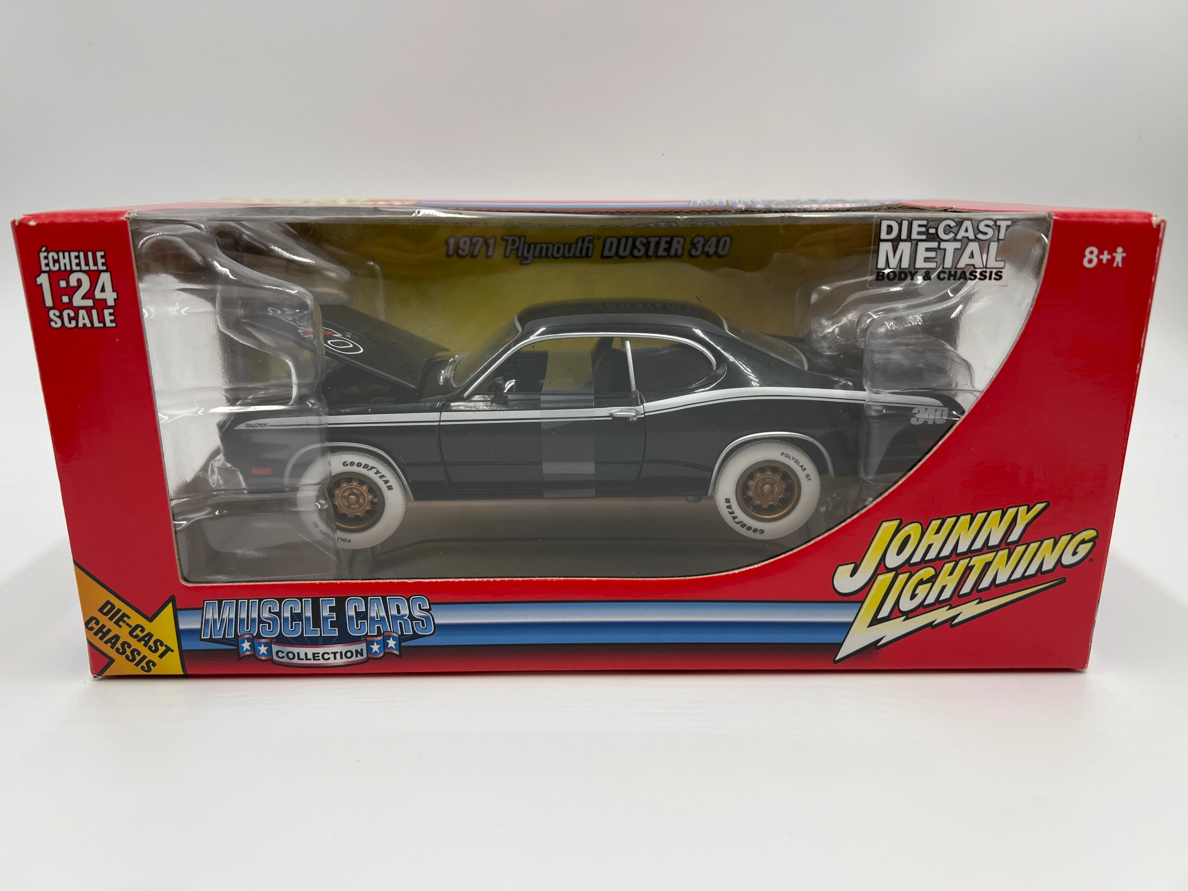 Johnny Lightning 1:24 Scale White Lightning Chase Muscle Cars 1971 Plymouth Duster 340 Black VHTF - Image 2