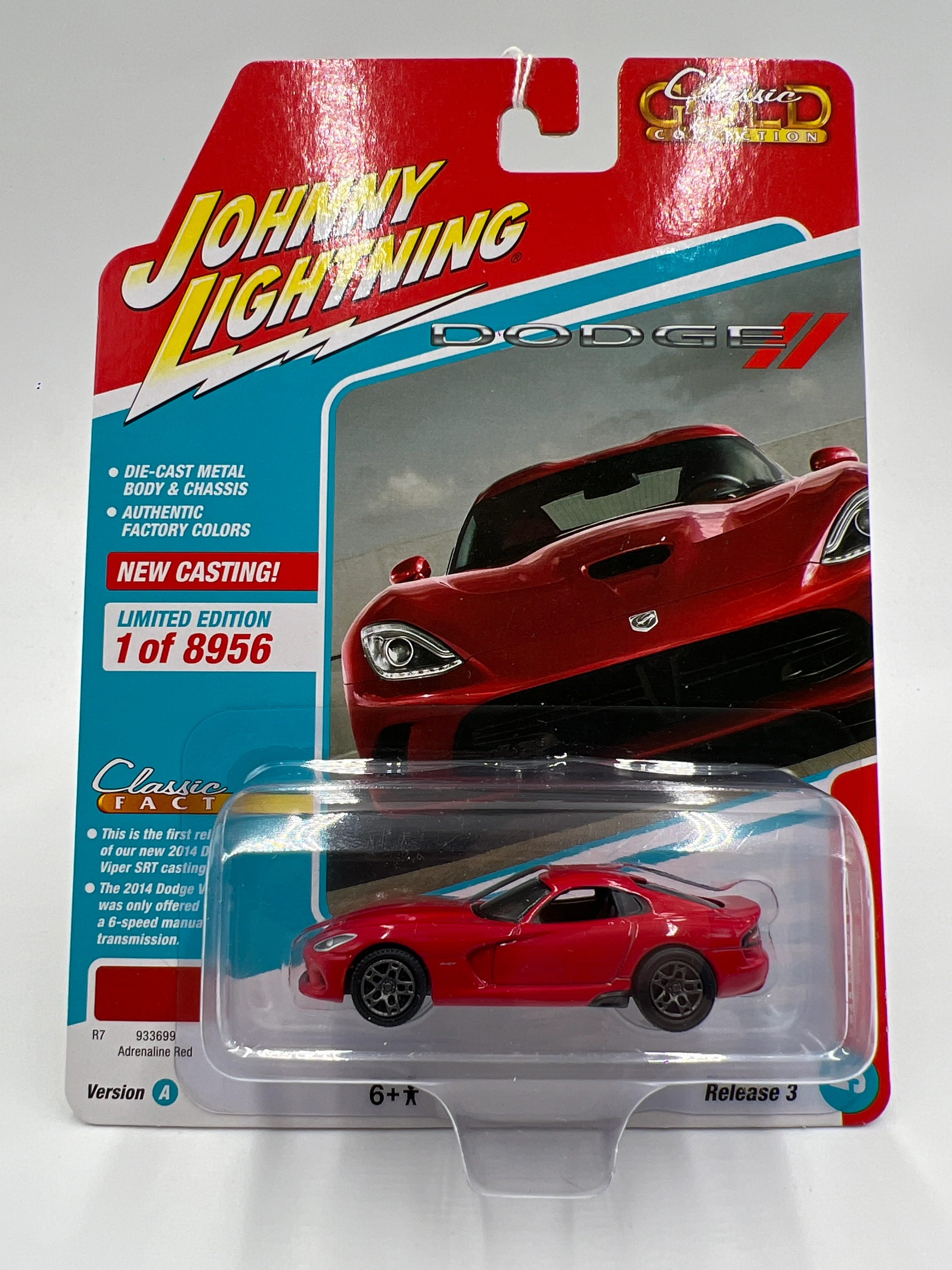 Johnny Lightning Classic Gold Release 3 Version A 2014 Dodge Viper SRT Red 229A - Image 2
