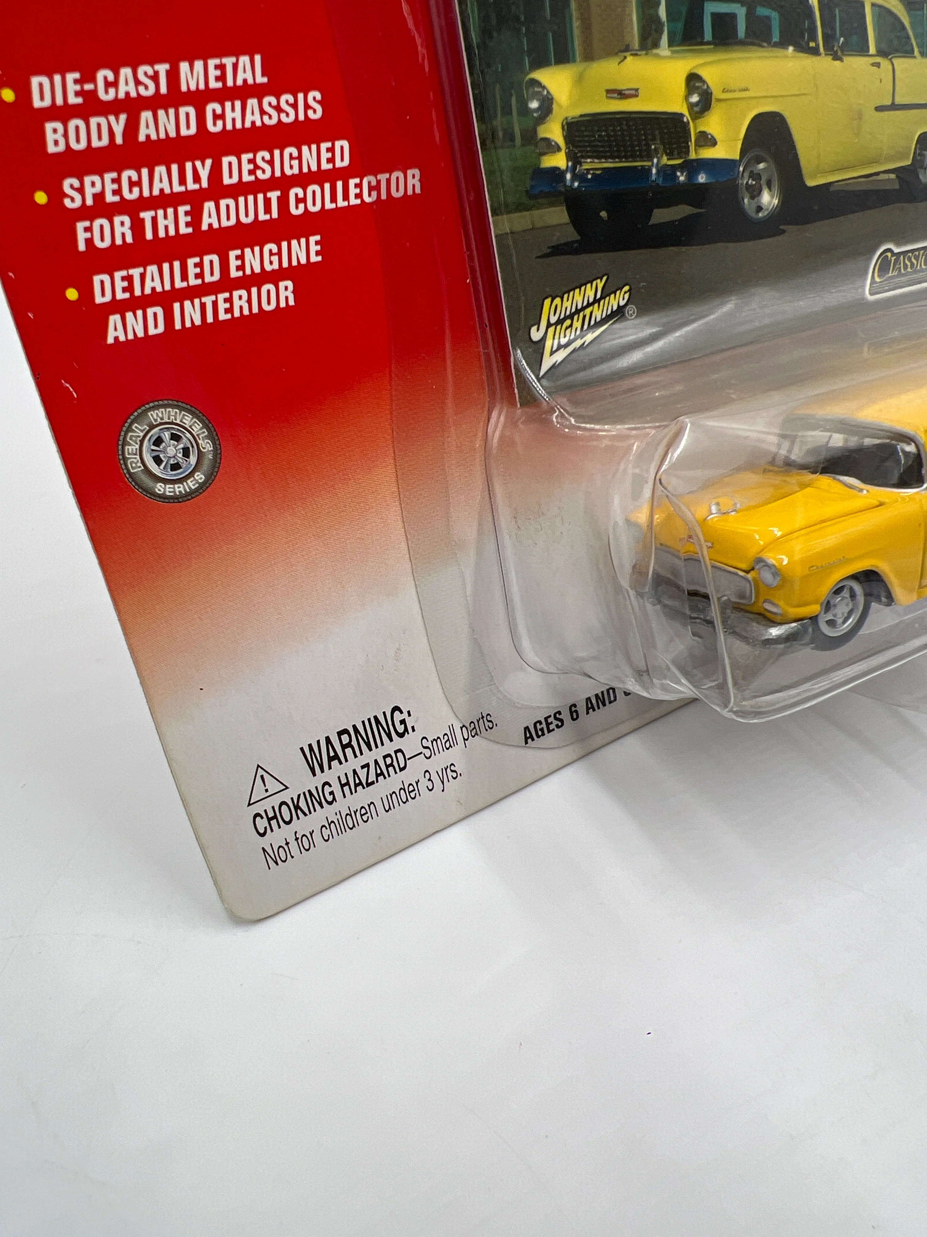 Johnny Lightning Classic Gold Collection 1955 Chevy 2-Door Sedan Yellow 222F - Image 4