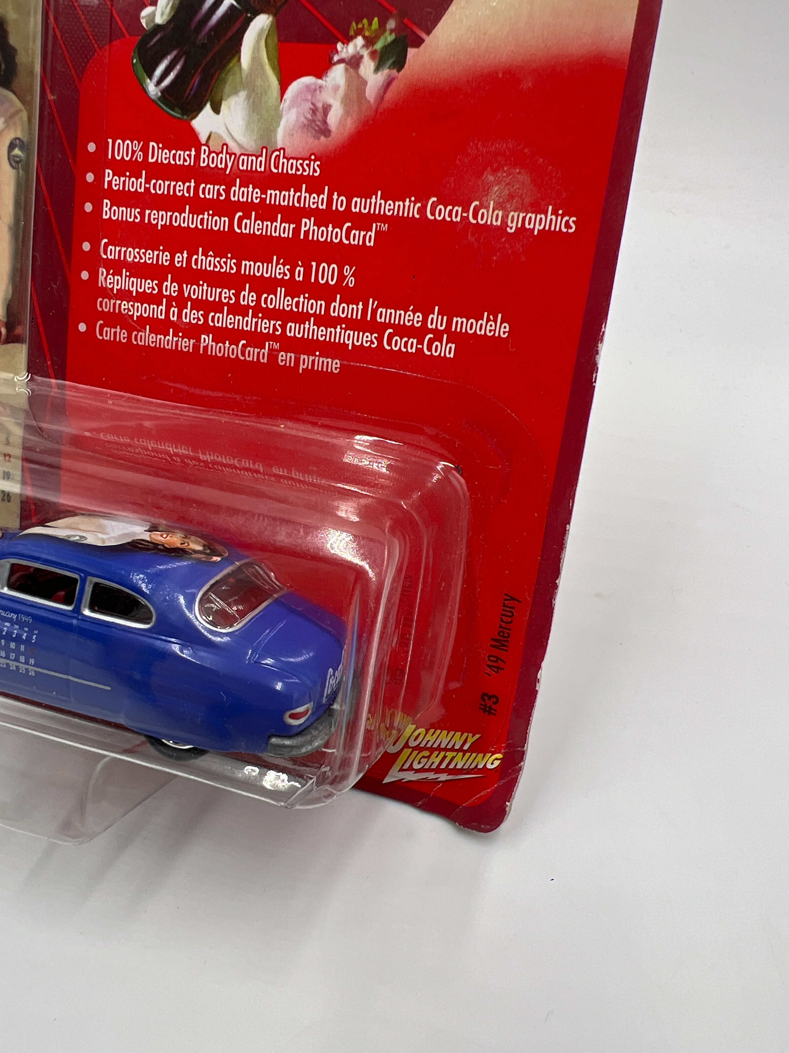 Johnny Lightning Coca Cola Calendar Girl Series #3 49 Mercury Blue - Image 3