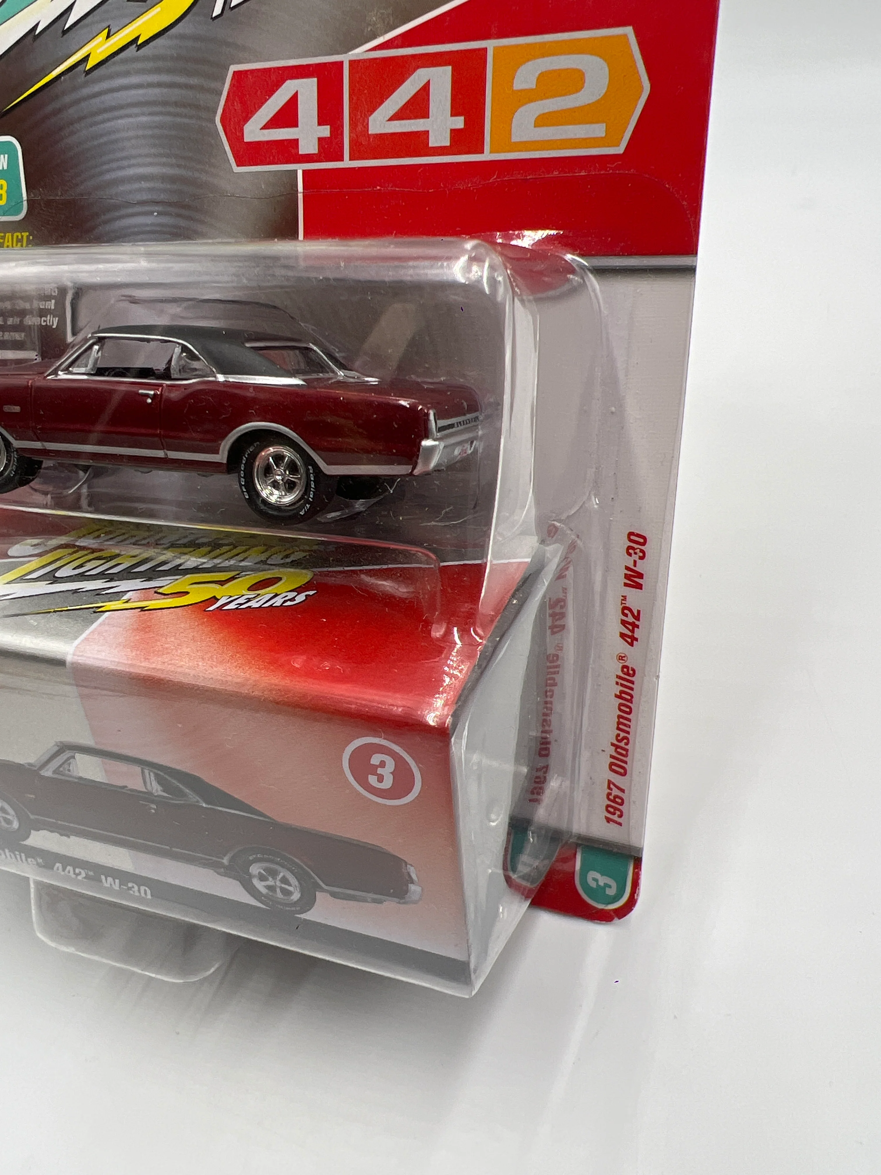 Johnny Lightning 50 Years 1967 Oldsmobile 442 W-30 Red W/Tin 189F - Image 4