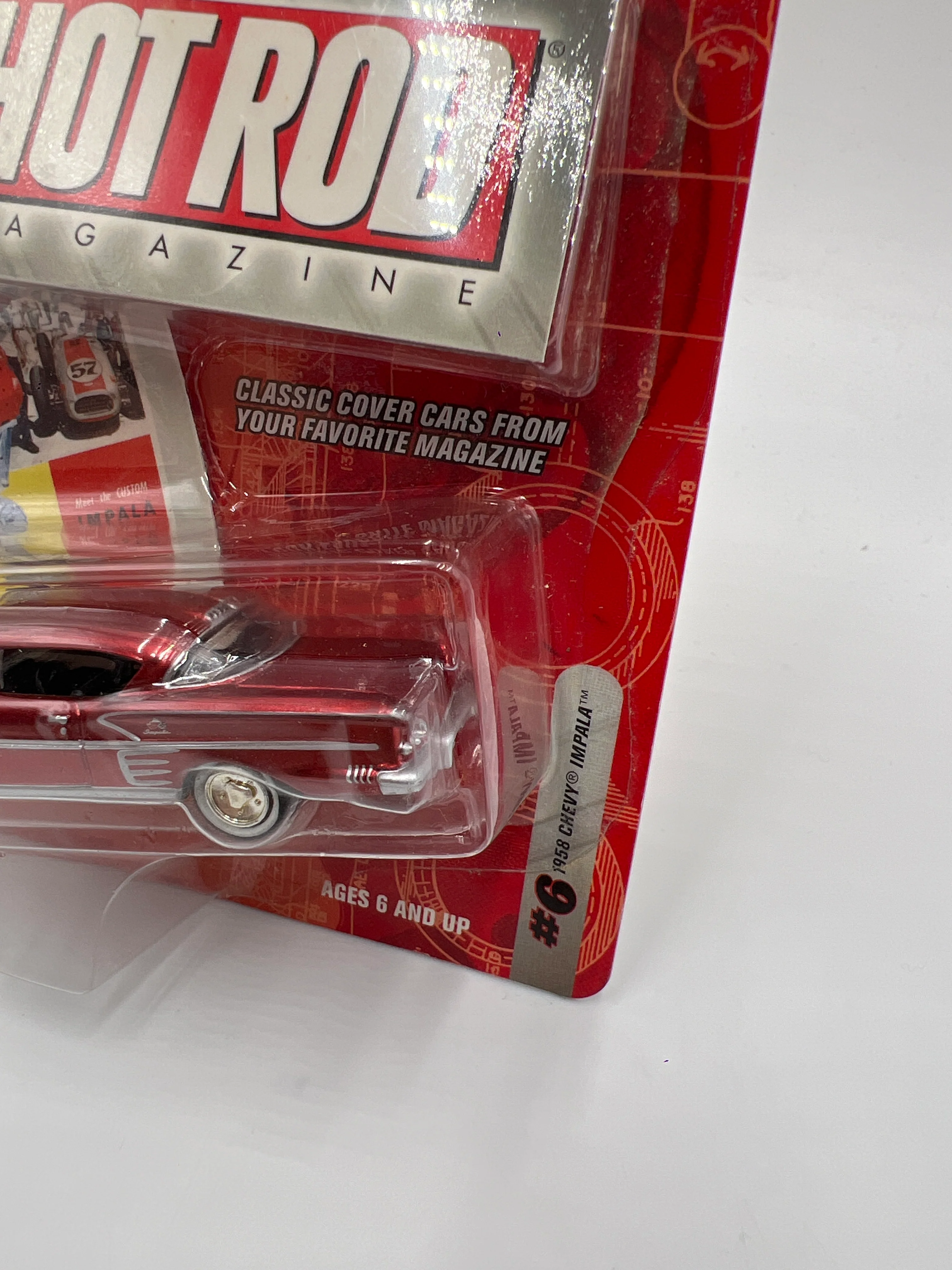Johnny Lightning Hot Rod Magazine #6 1958 Chevy Impala Red 221H - Image 4