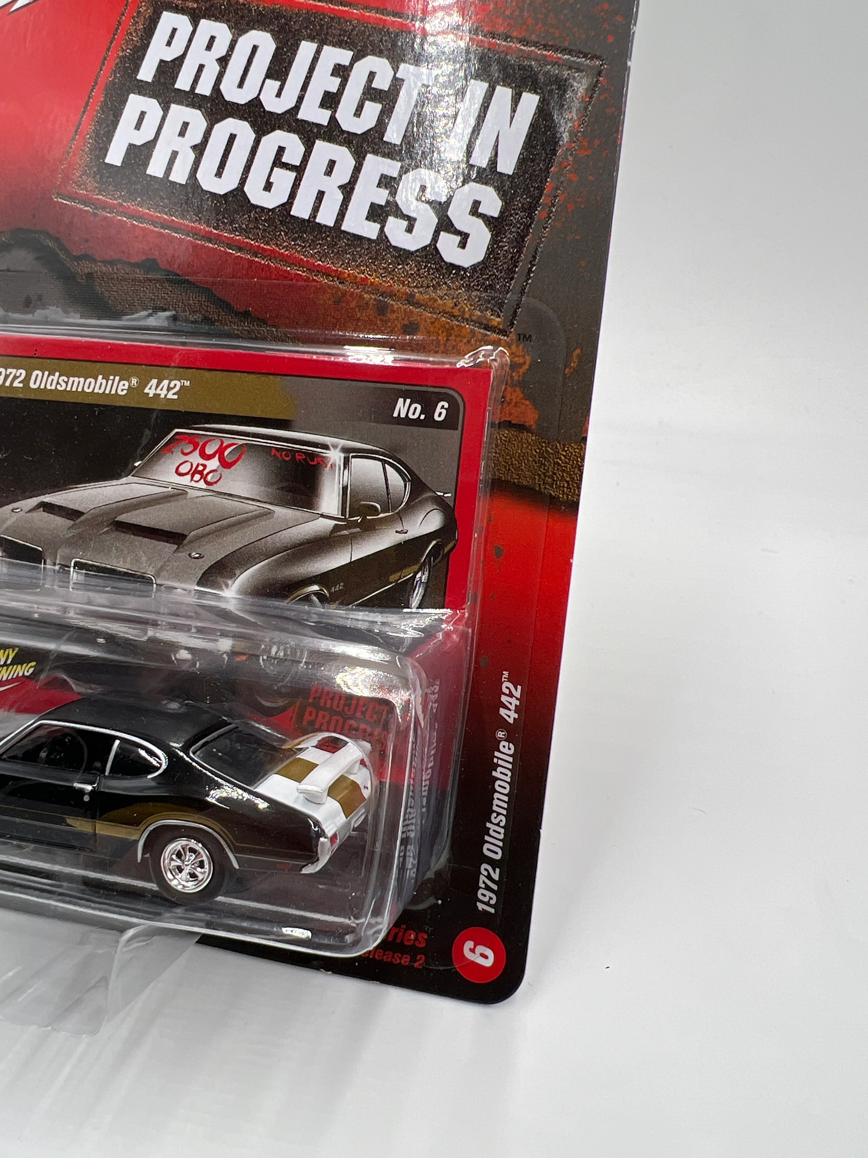 Johnny Lightning Project In Progress Release 2 Version A 1972 Oldsmobile 442 Black - Image 4
