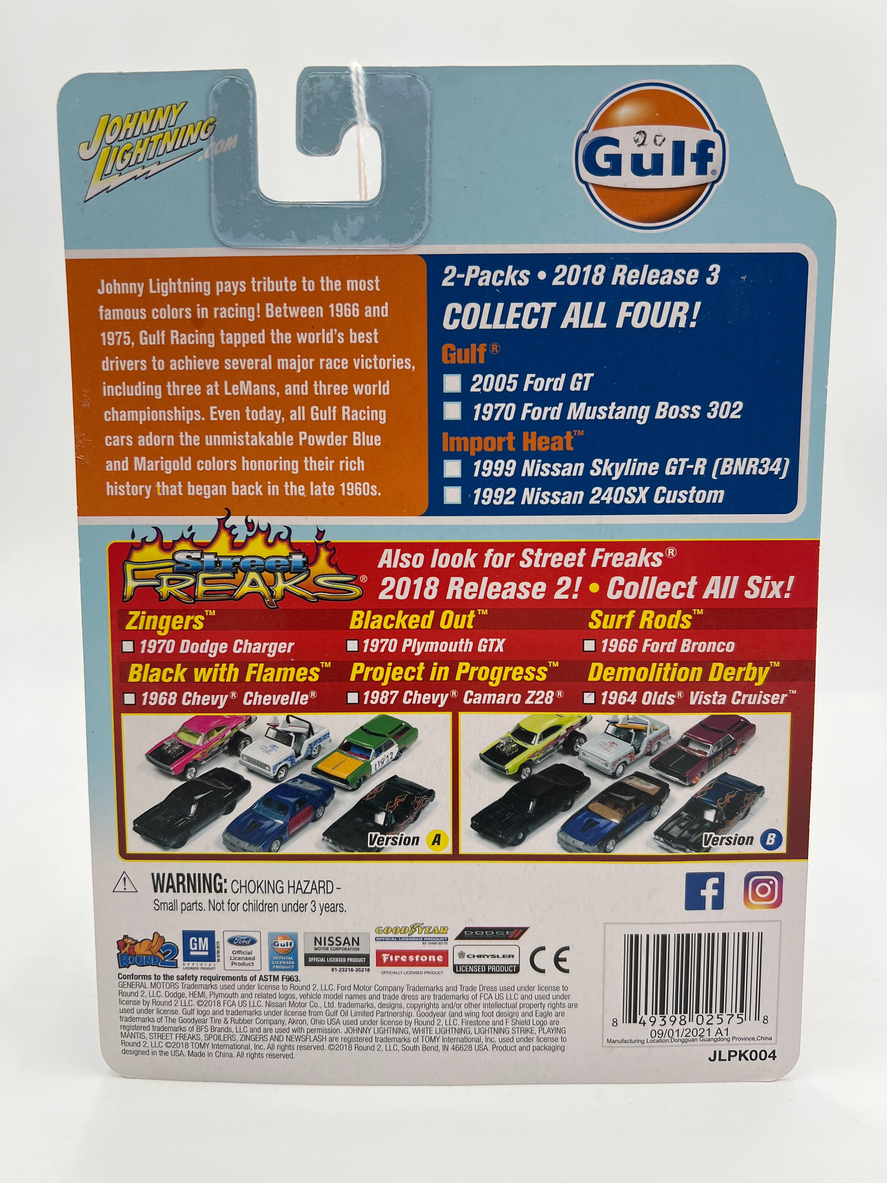 Johnny Lightning Release 3 Gulf 2 Pack 2005 Ford GT & 1970 Ford Mustang Boss 302 - Image 8