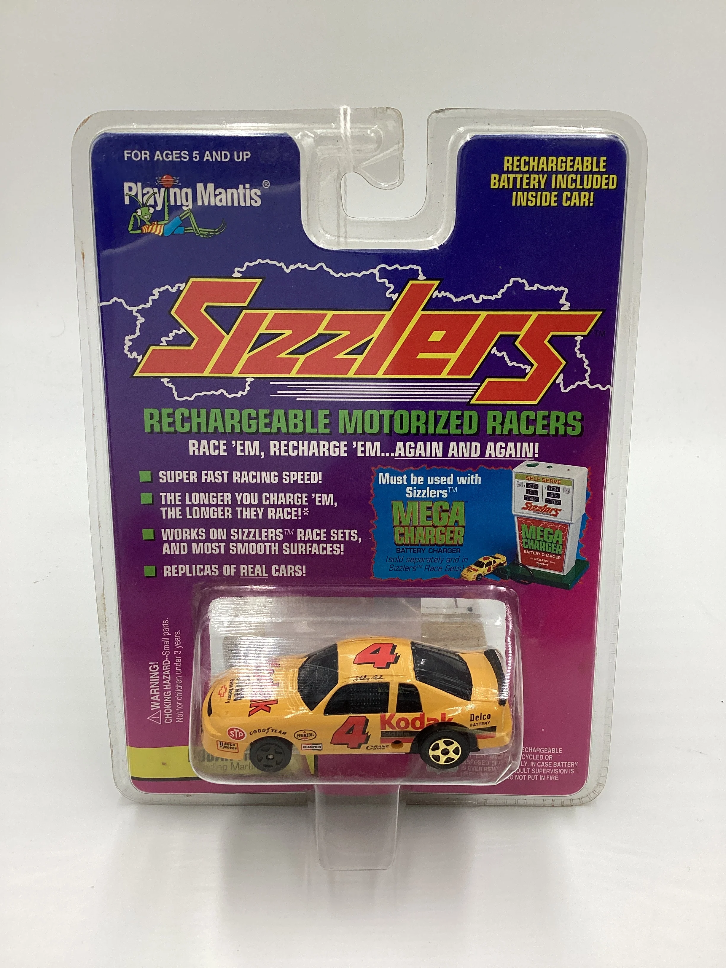 Playing Mantis Sizzlers Rechargeable Motorized Racers Kodak Film Sterling Marlin Yellow #4 (SR) - Image 2