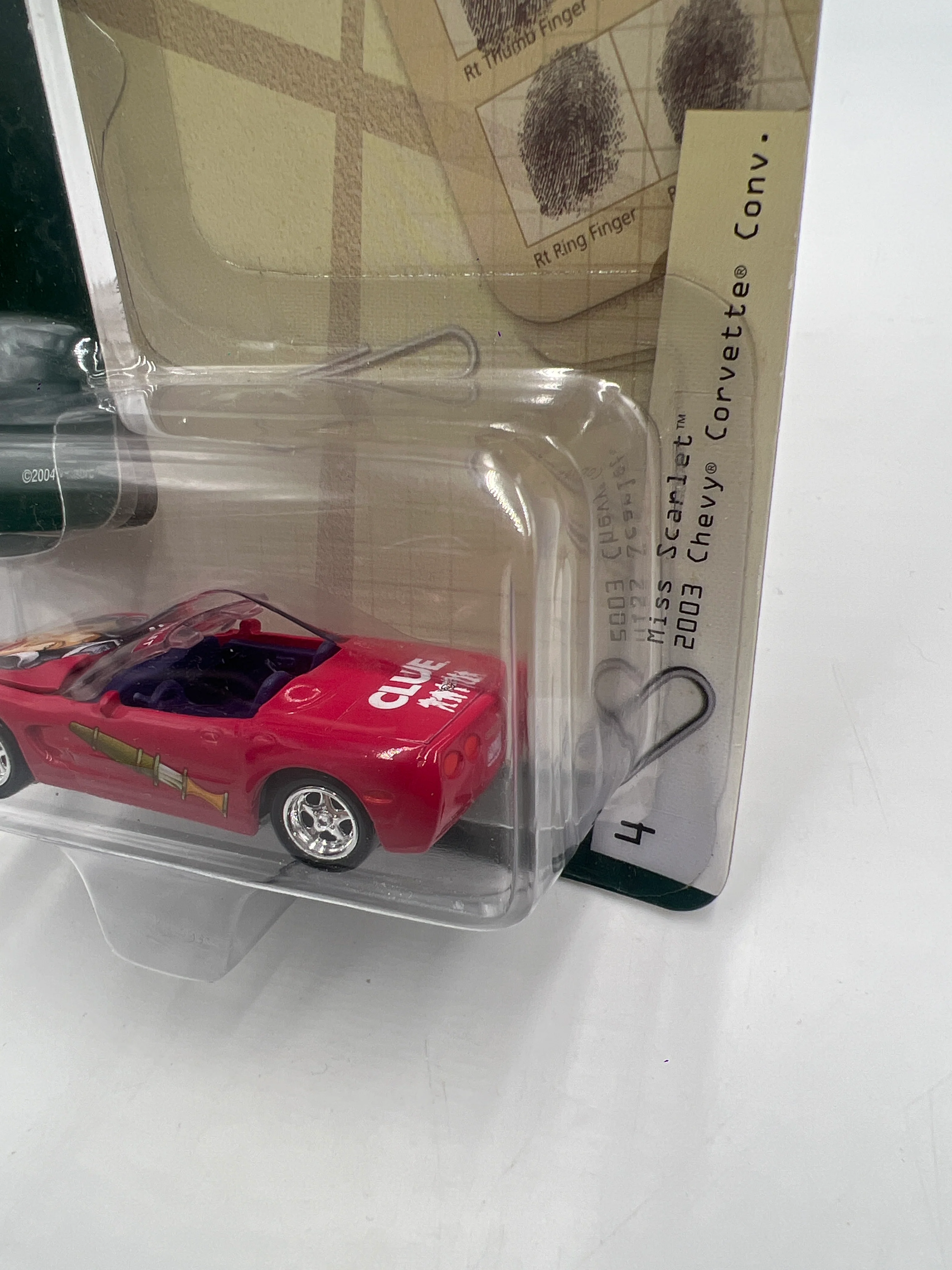 Johnny Lightning Clue Miss Scarlet 2003 Chevy Corvette Conv. Red 189C - Image 4
