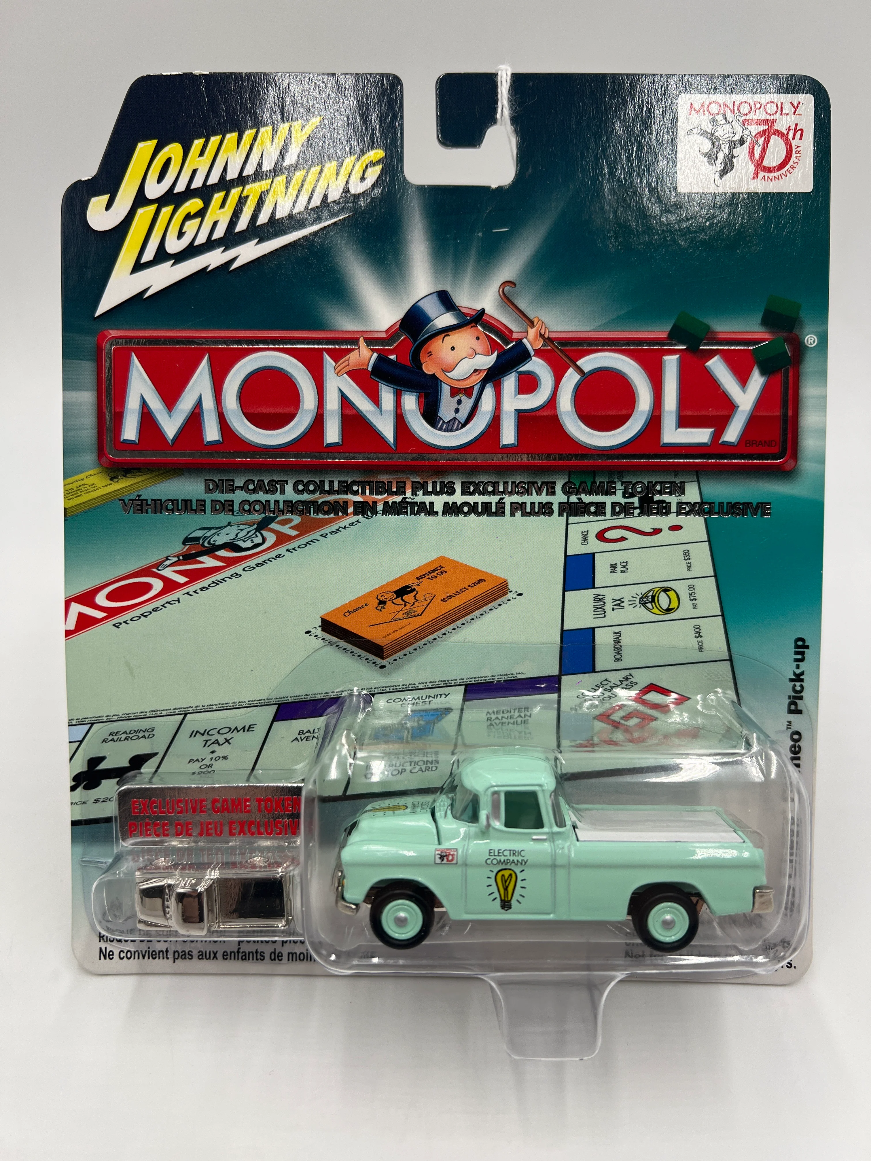 Johnny Lightning Monopoly 70th Anniversary 1955 Chevy Cameo Light Green 230D - Image 2