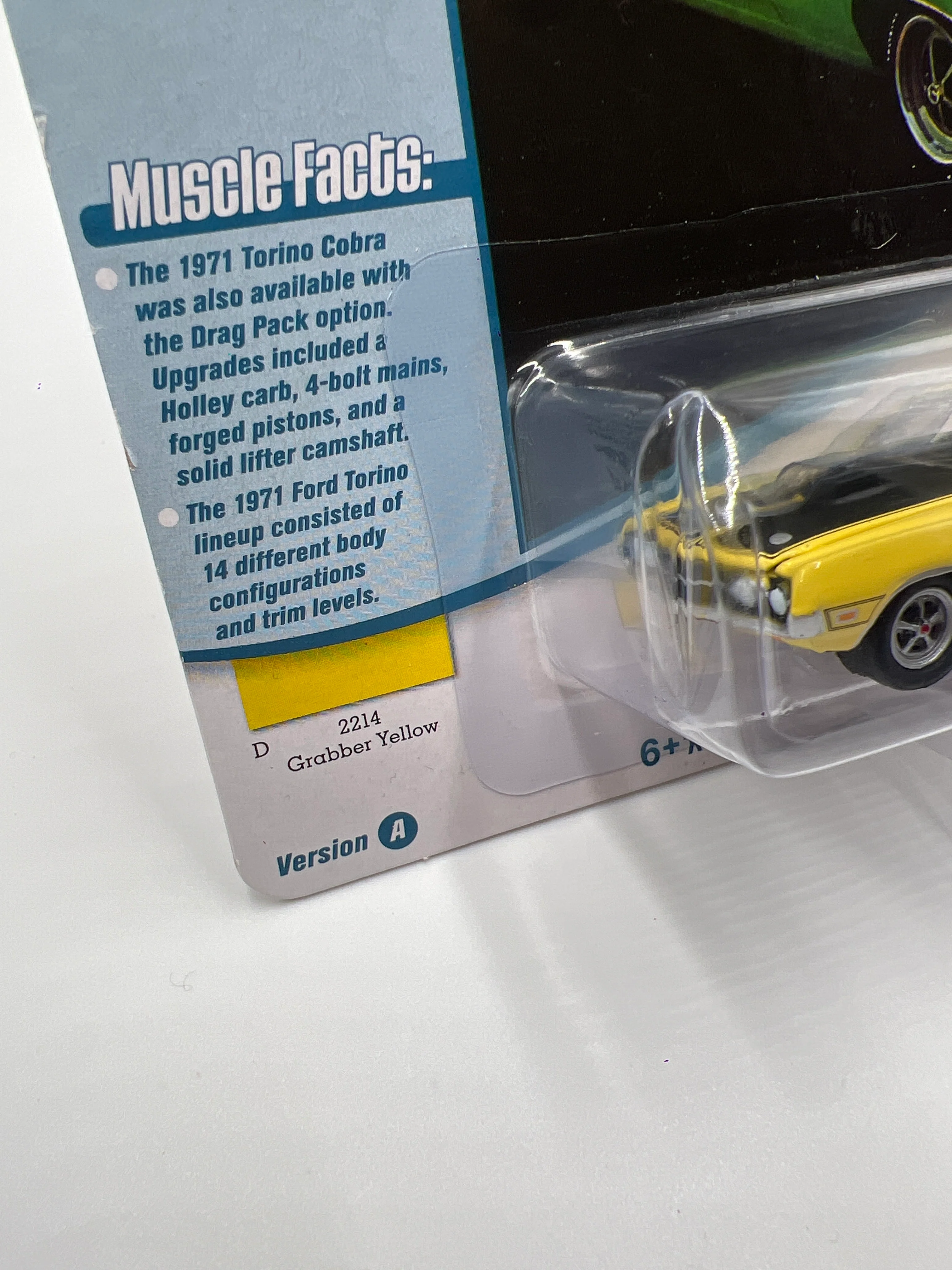 Johnny Lightning Muscle Cars U.S.A Class of 1971 Release 2 Version A 1971 Ford Torino Cobra Grabber Yellow 232B - Image 5