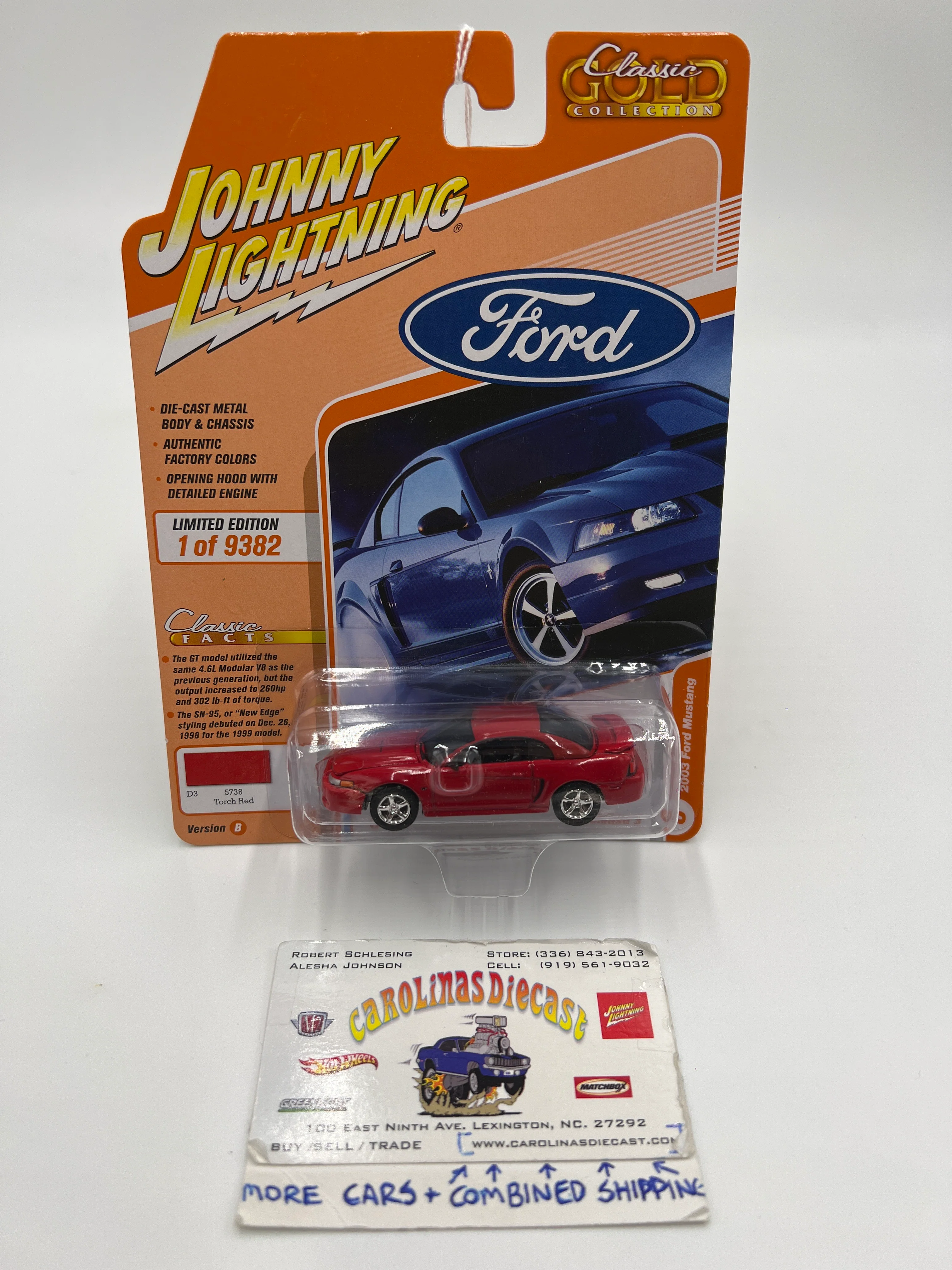 Johnny Lightning Classic Gold Collection Release 3 Version B 2003 Ford Mustang Torch Red 228B