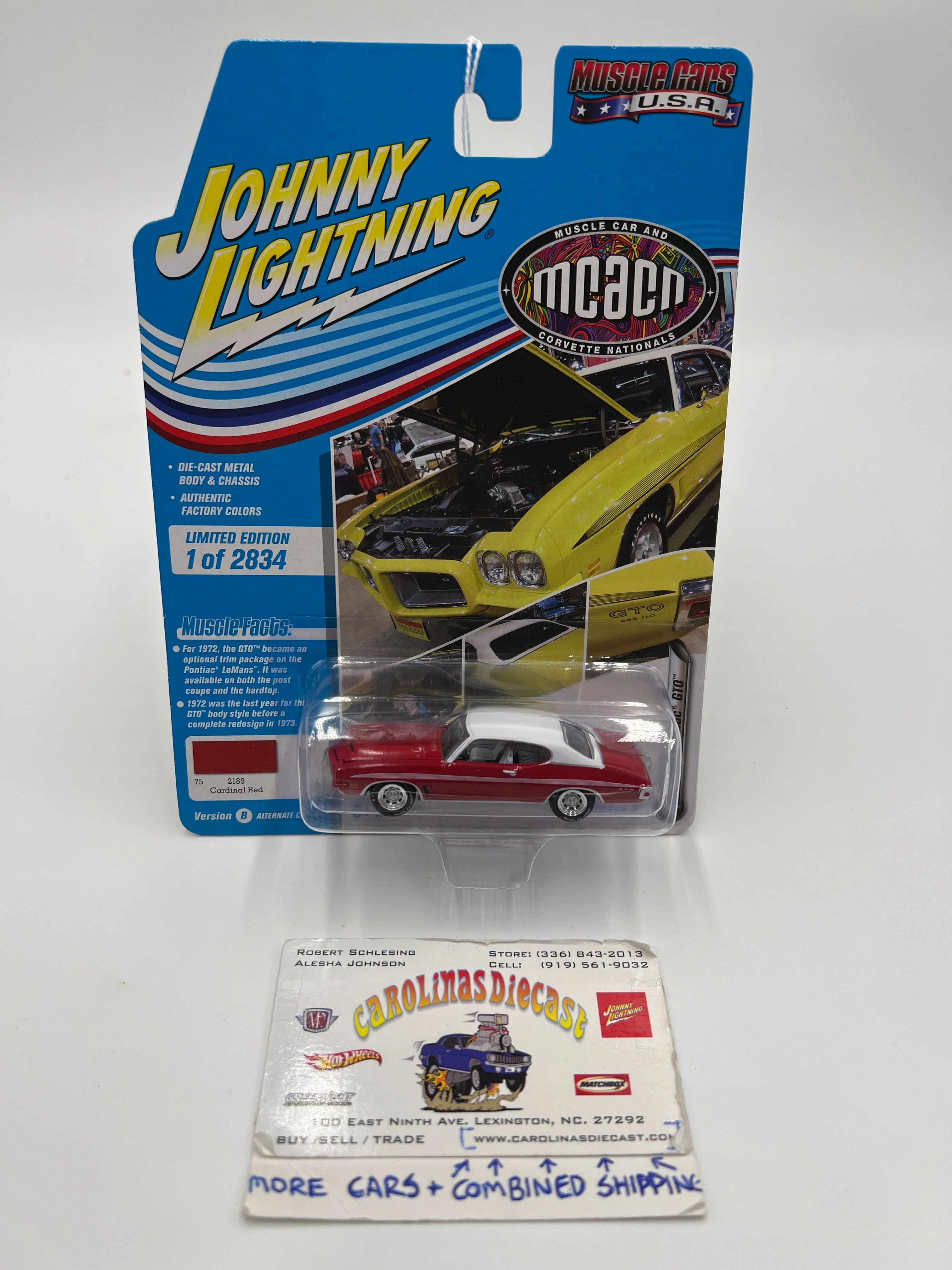 Johnny Lightning Muscle Cars U.S.A MCACN Release 3 Version B 1972 Pontiac GTO Cardinal Red 229A
