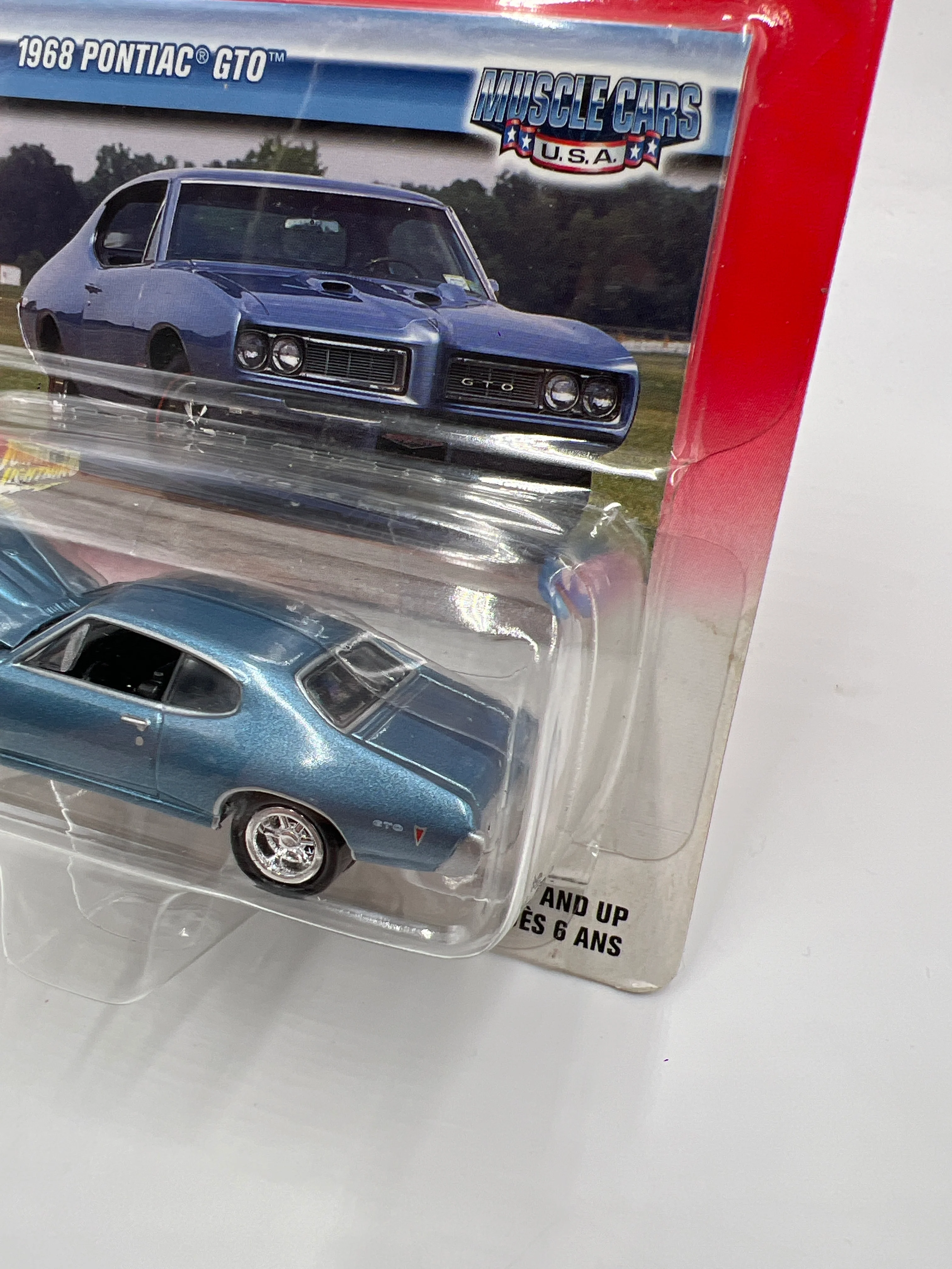 Johnny Lightning Muscle Cars USA #16 1968 Pontiac GTO Blue Bad Card 221D - Image 3