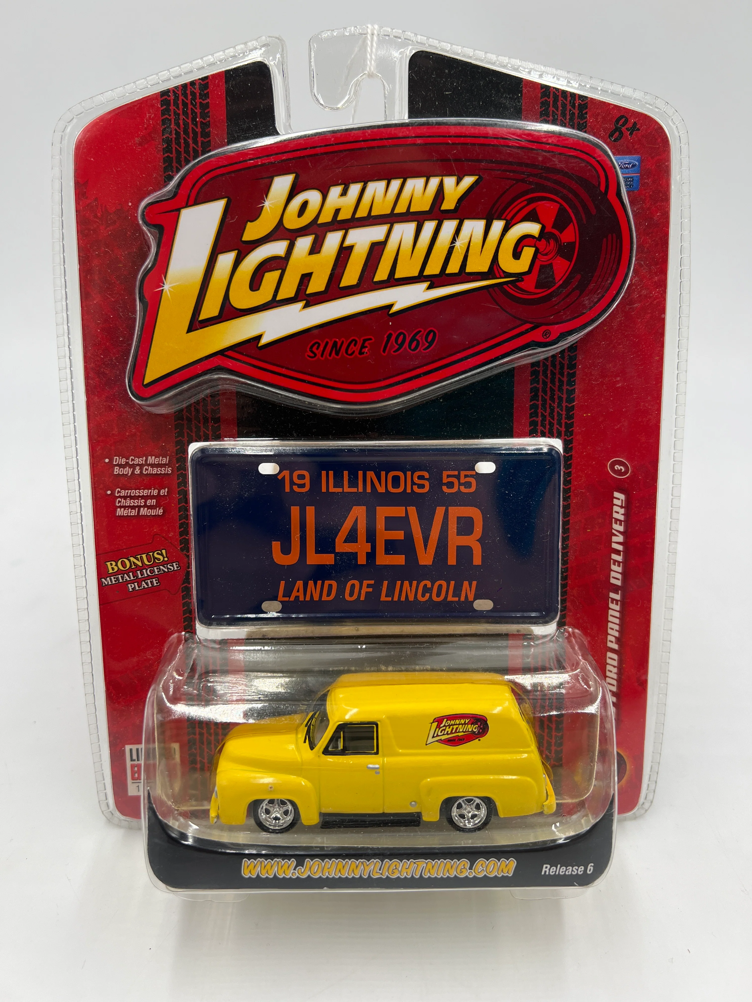 Johnny Lightning Working Class Limited Edition W/License Plate 55 Ford Panel Delivery Yellow 218D - Image 2
