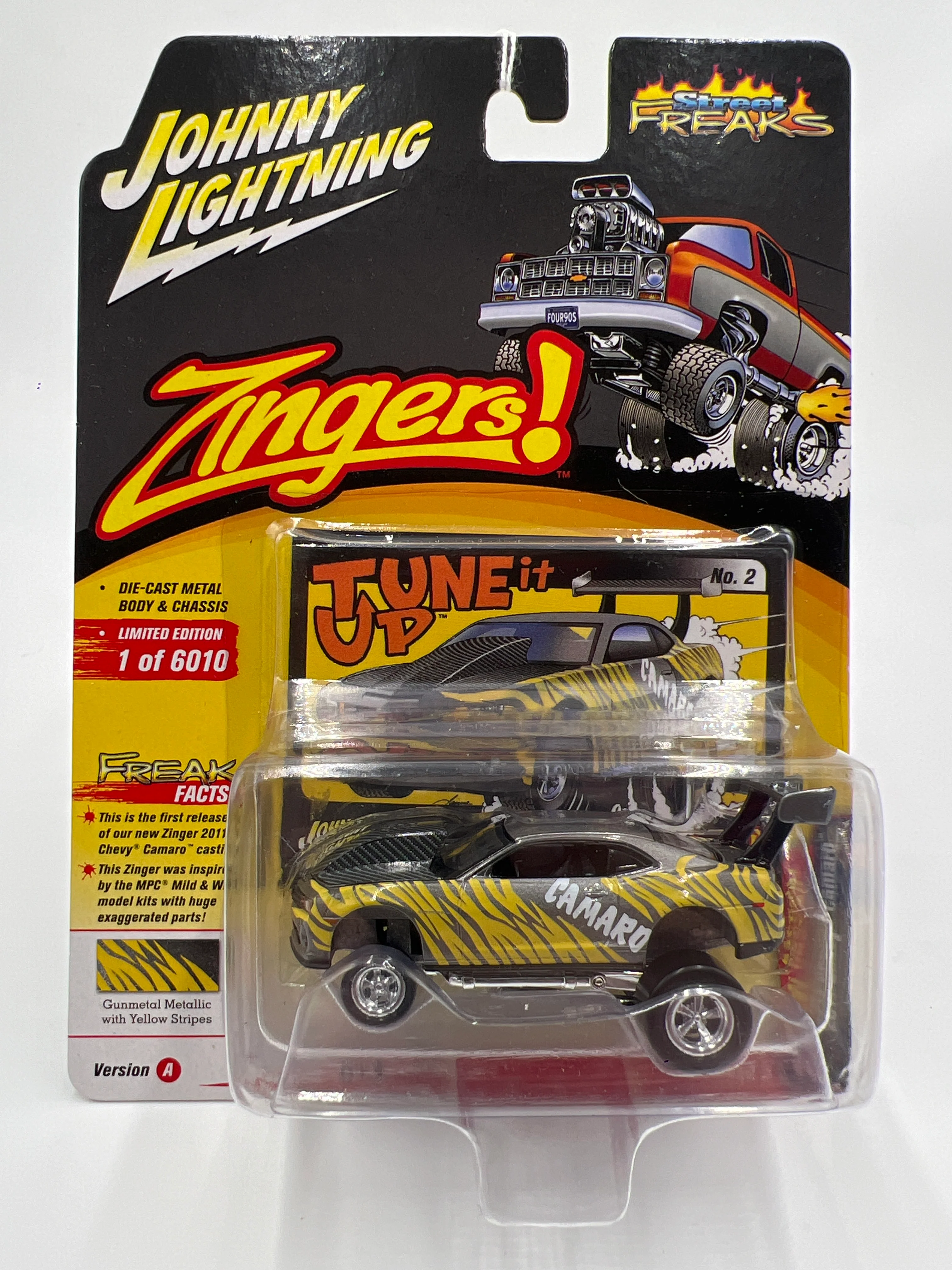 Johnny Lightning Street Freaks Zingers Release 2 Version A 2011 Chevy Camaro Tune It Up Gray/Yellow 228G - Image 2