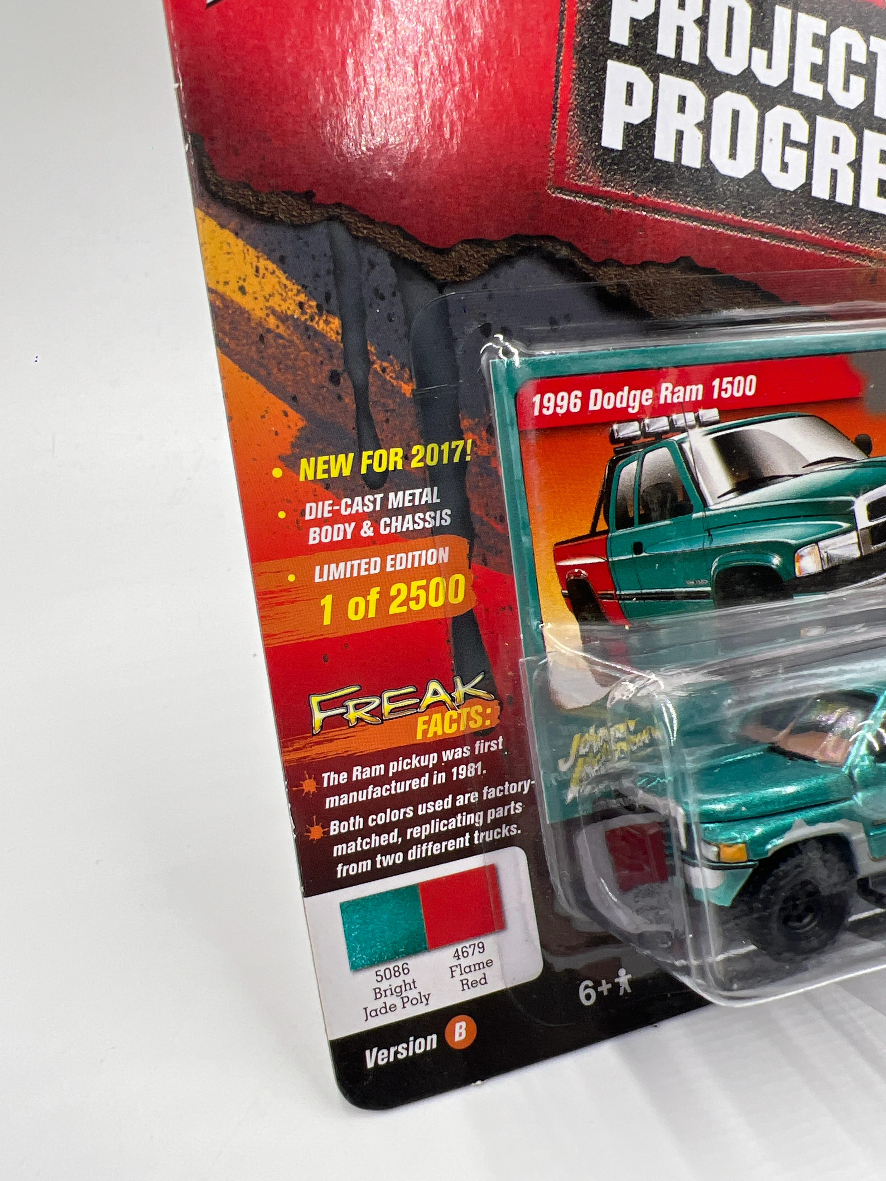 Johnny Lightning Project In Progress Release 4 Version B #4 1996 Dodge Ram 1500 Green/Red - Image 5